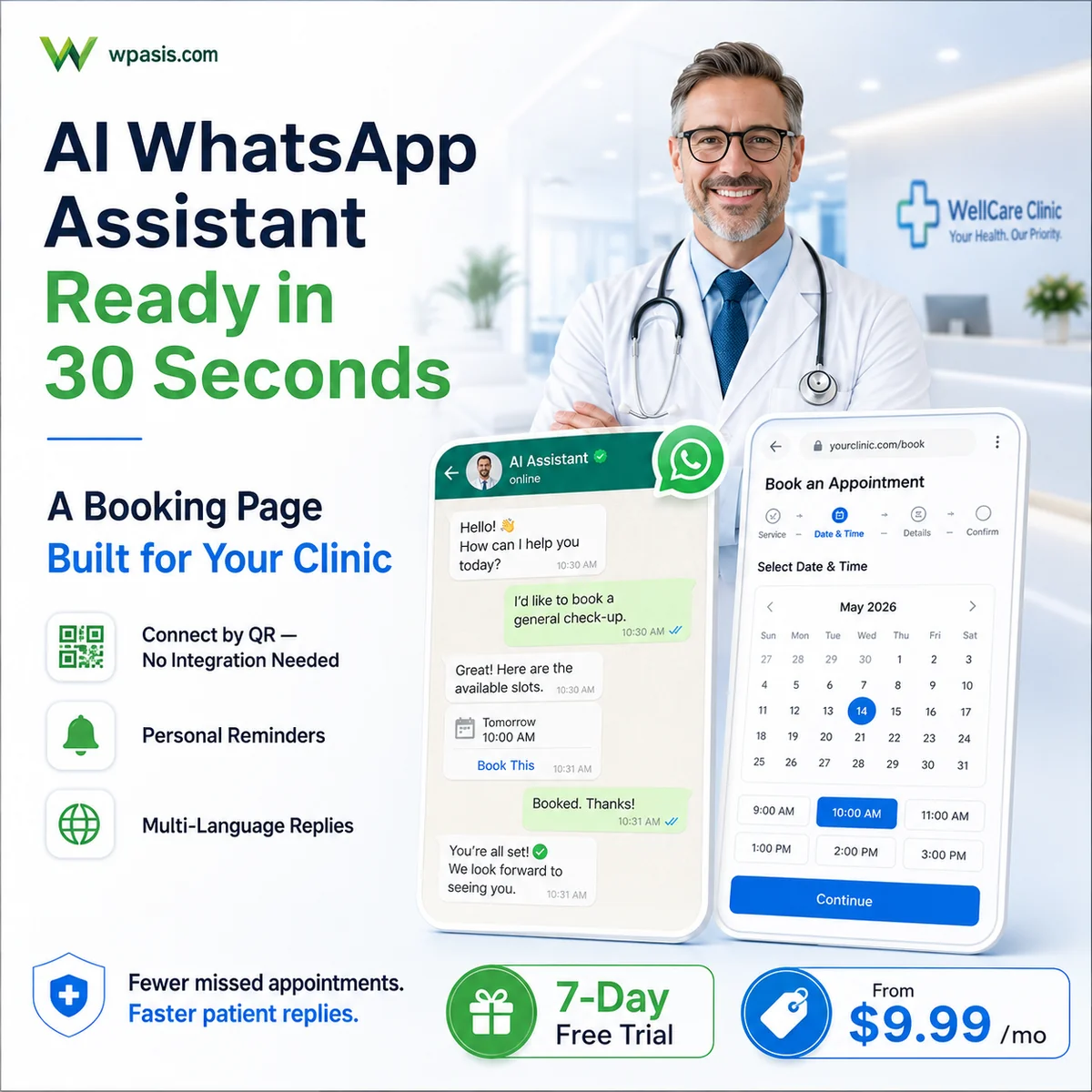 WpAsis s01-health-clinic WhatsApp AI appointment system
