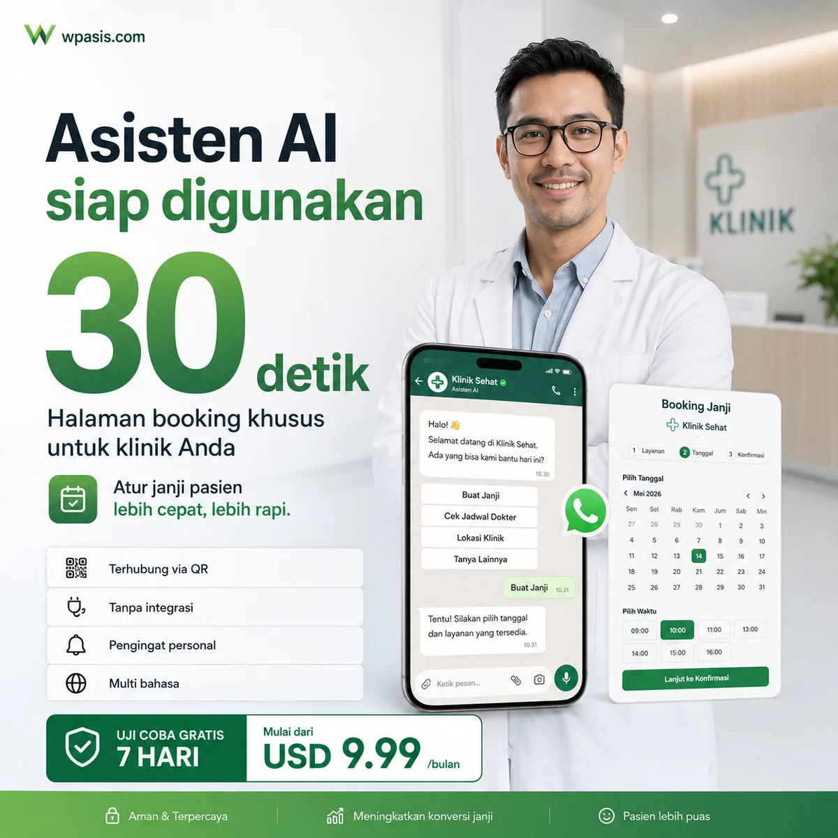 WpAsis s01-health-clinic sistem janji WhatsApp AI