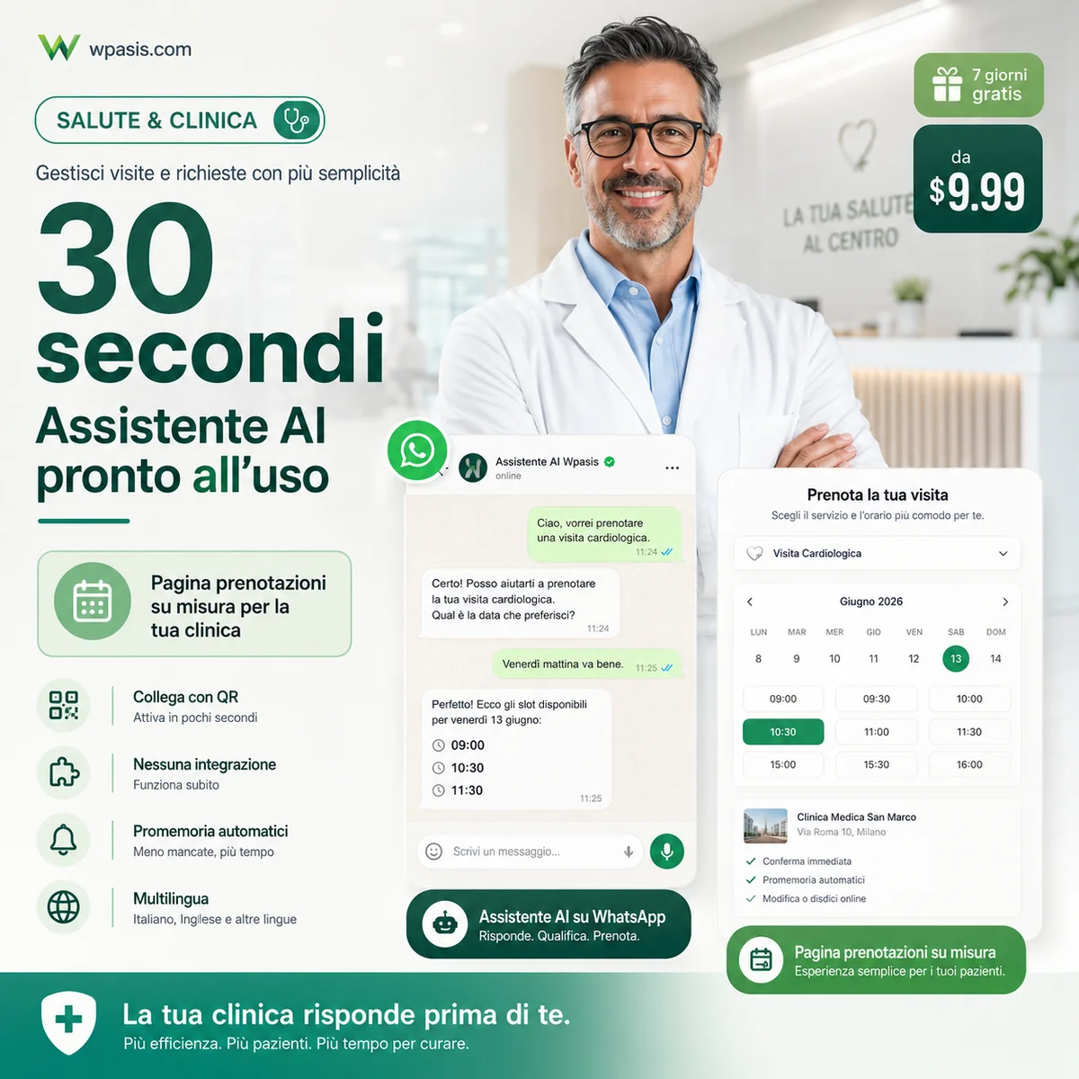 WpAsis s01-health-clinic sistema appuntamenti WhatsApp AI