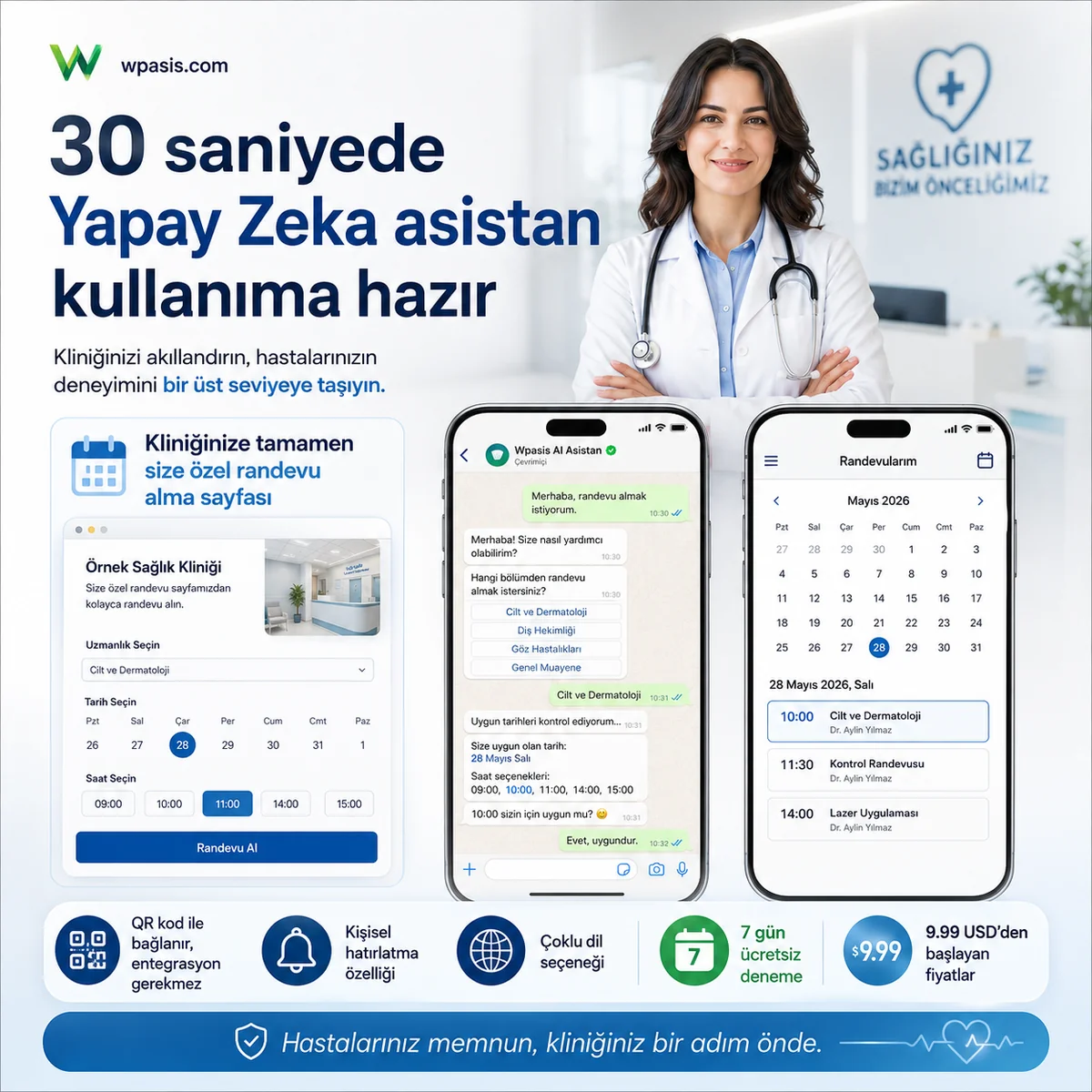WpAsis s01-health-clinic WhatsApp AI randevu sistemi
