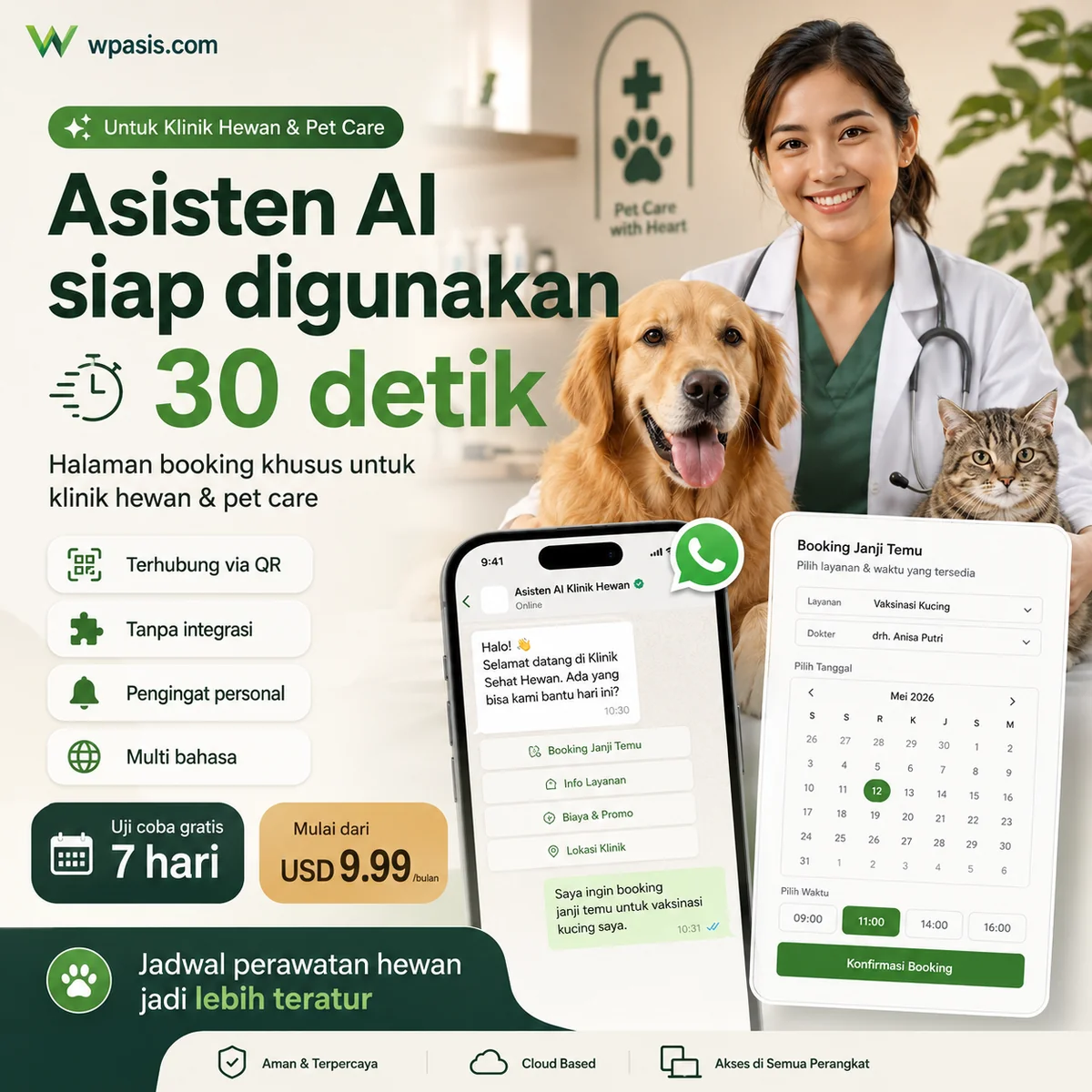 WpAsis s03-veterinary-pet sistem janji WhatsApp AI