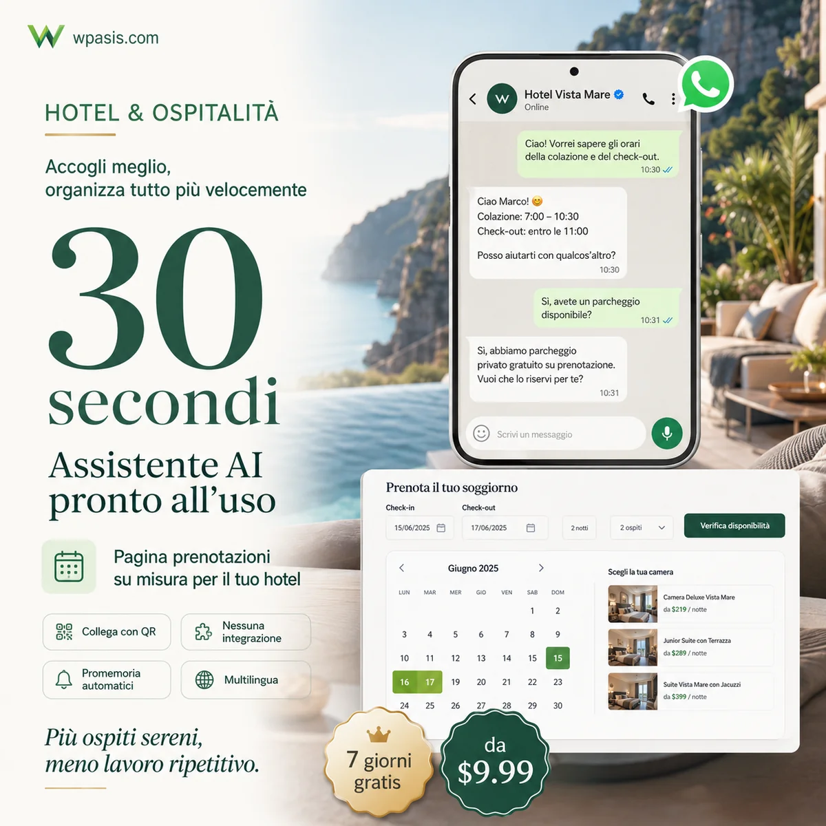 WpAsis s04-hotel-hospitality sistema appuntamenti WhatsApp AI