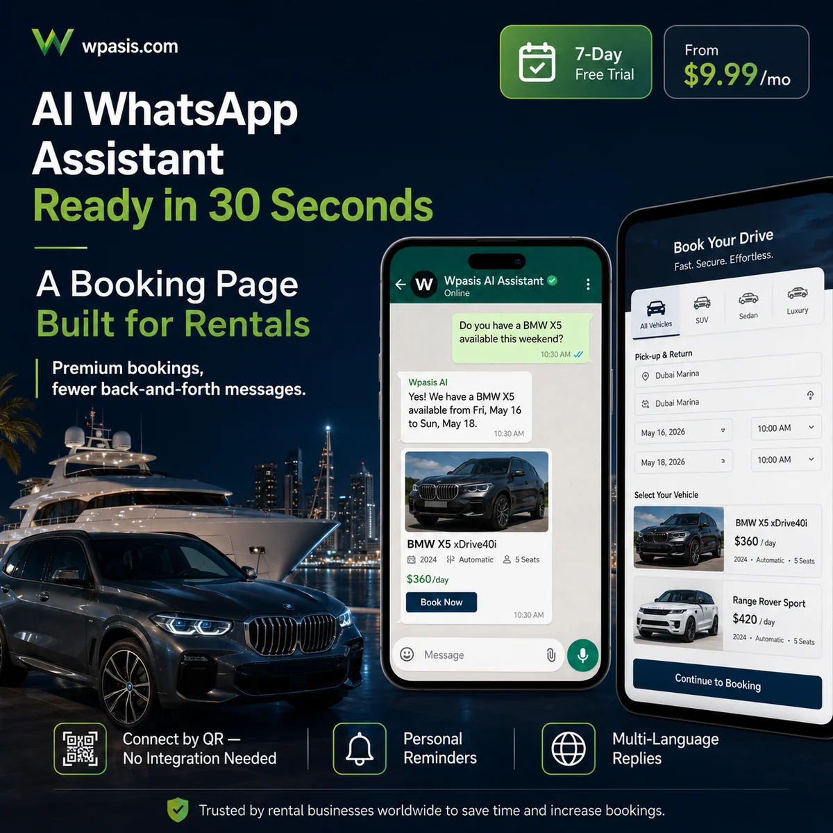 WpAsis s05-vehicle-yacht-rental WhatsApp AI appointment system