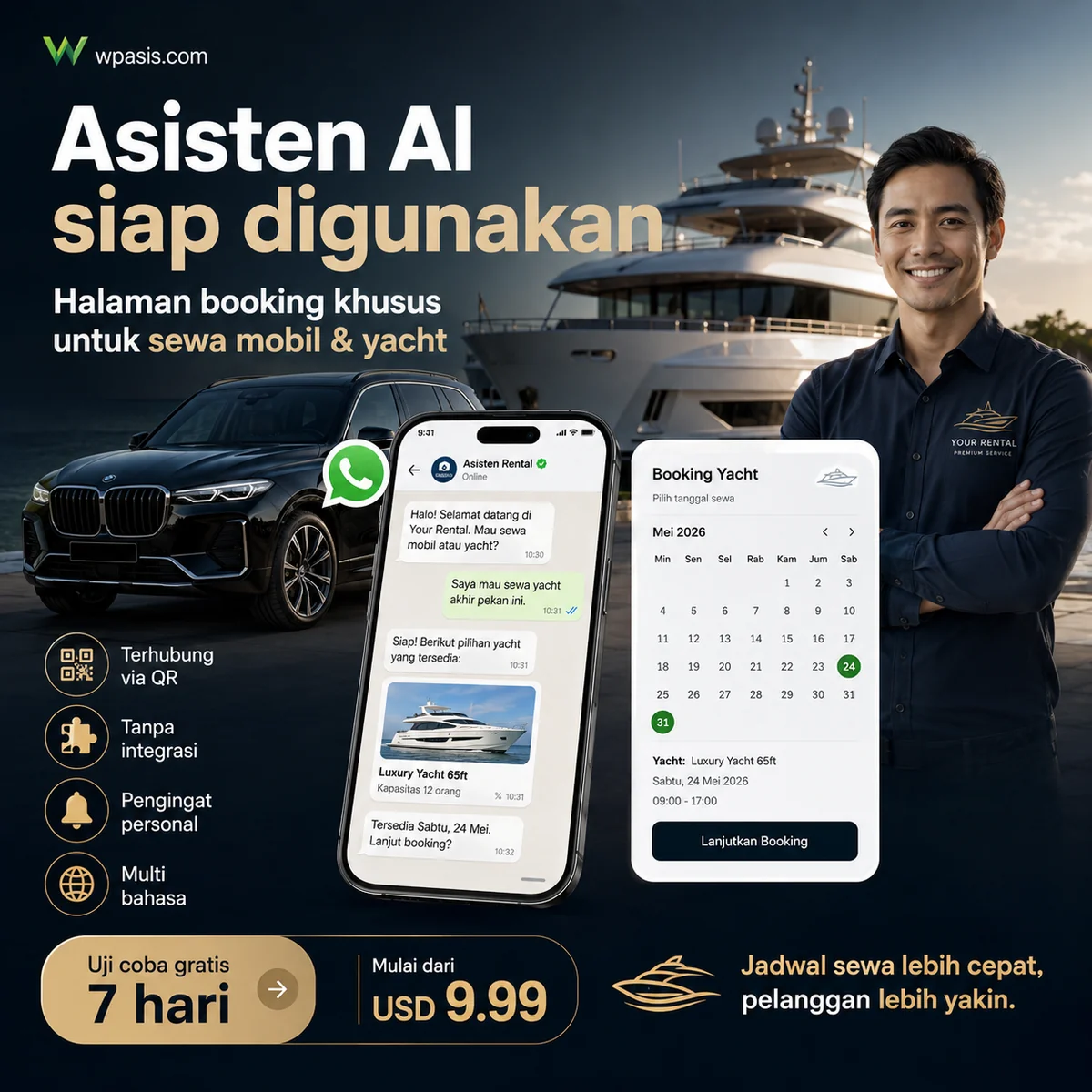 WpAsis s05-vehicle-yacht-rental sistem janji WhatsApp AI
