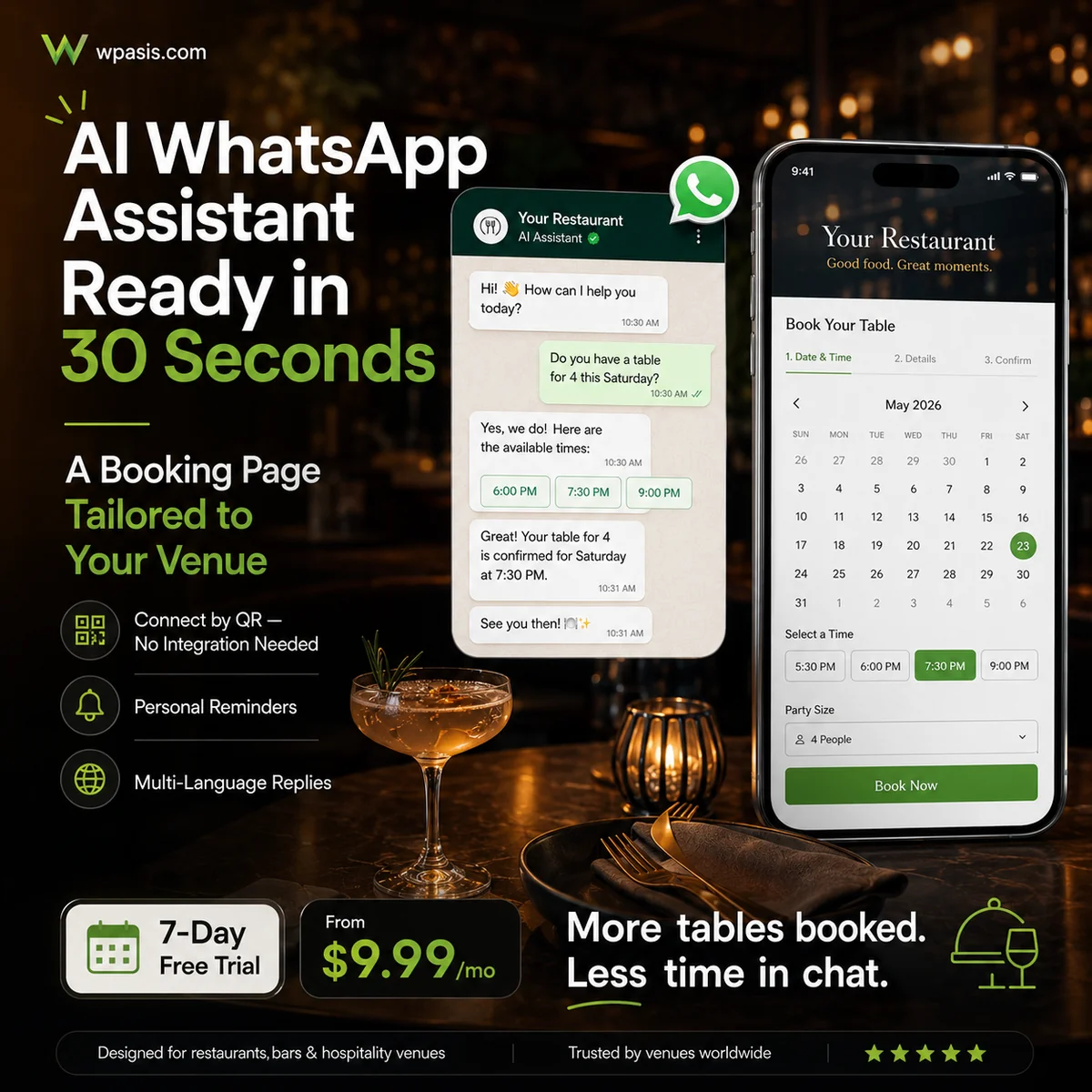 WpAsis s06-restaurant-bar WhatsApp AI appointment system
