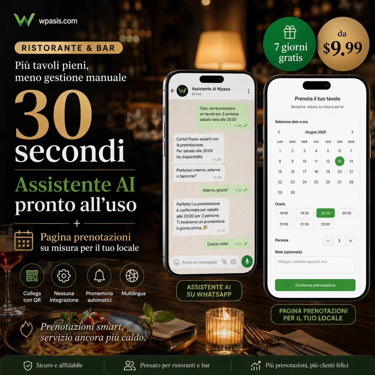 WpAsis s06-restaurant-bar sistema appuntamenti WhatsApp AI