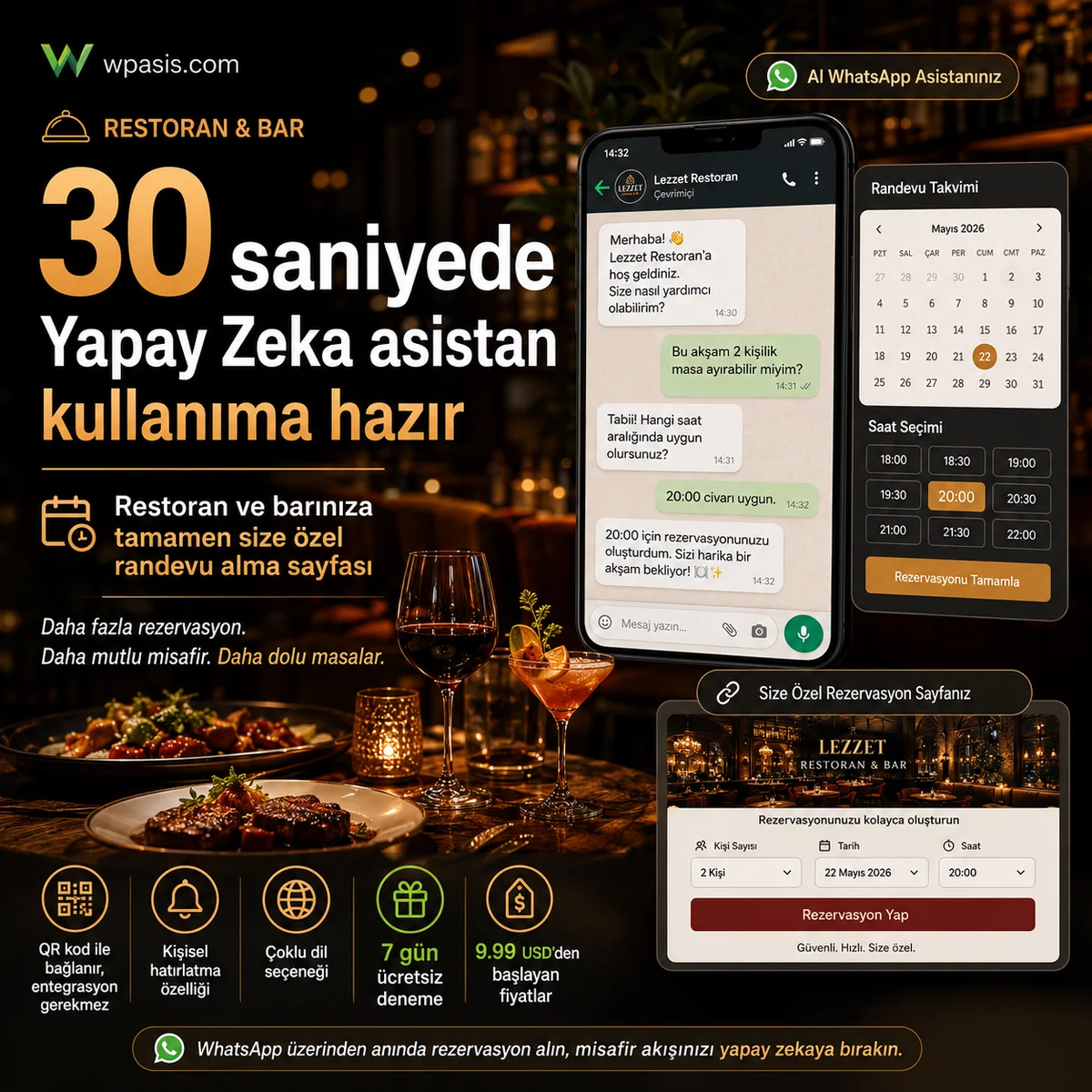 WpAsis s06-restaurant-bar WhatsApp AI randevu sistemi