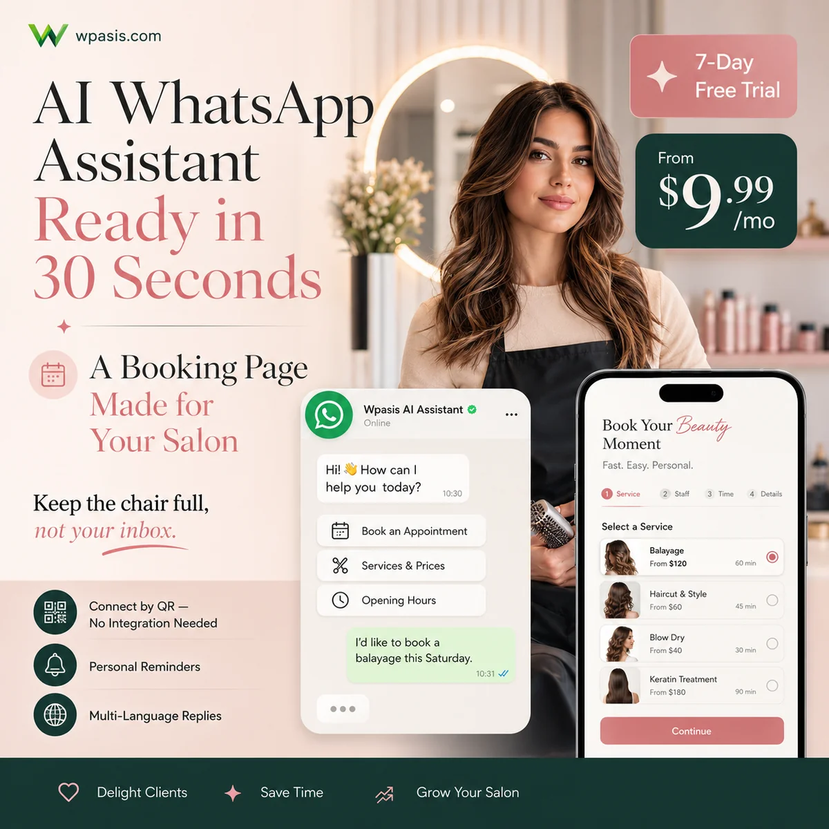 WpAsis s07-beauty-hair-salon WhatsApp AI appointment system