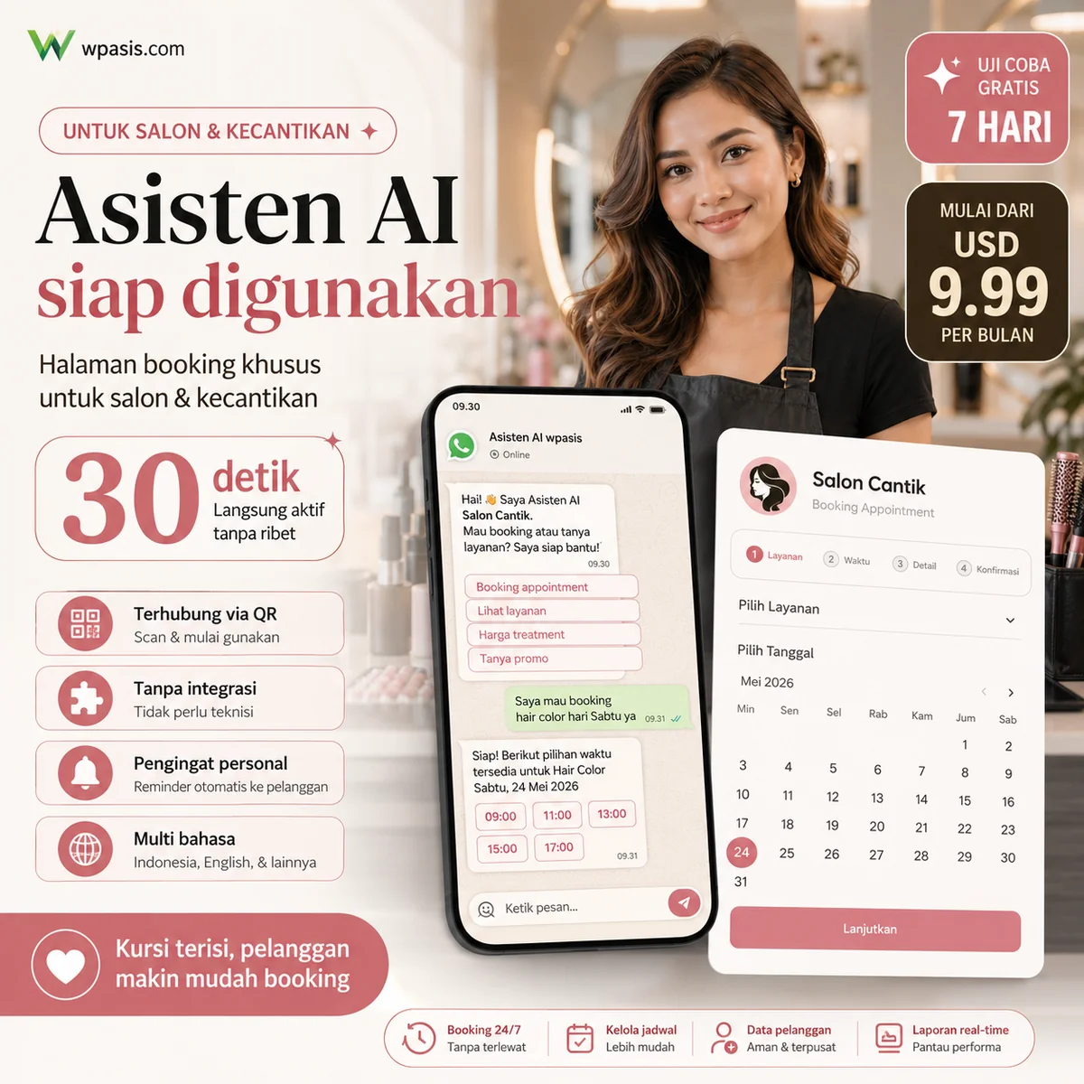 WpAsis s07-beauty-hair-salon sistem janji WhatsApp AI