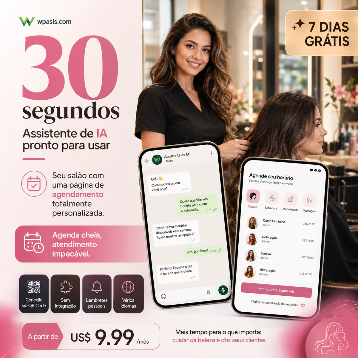 WpAsis s07-beauty-hair-salon sistema de agendamento WhatsApp AI