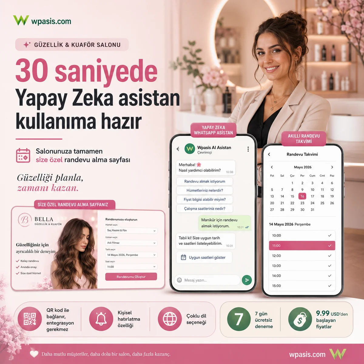 WpAsis s07-beauty-hair-salon WhatsApp AI randevu sistemi