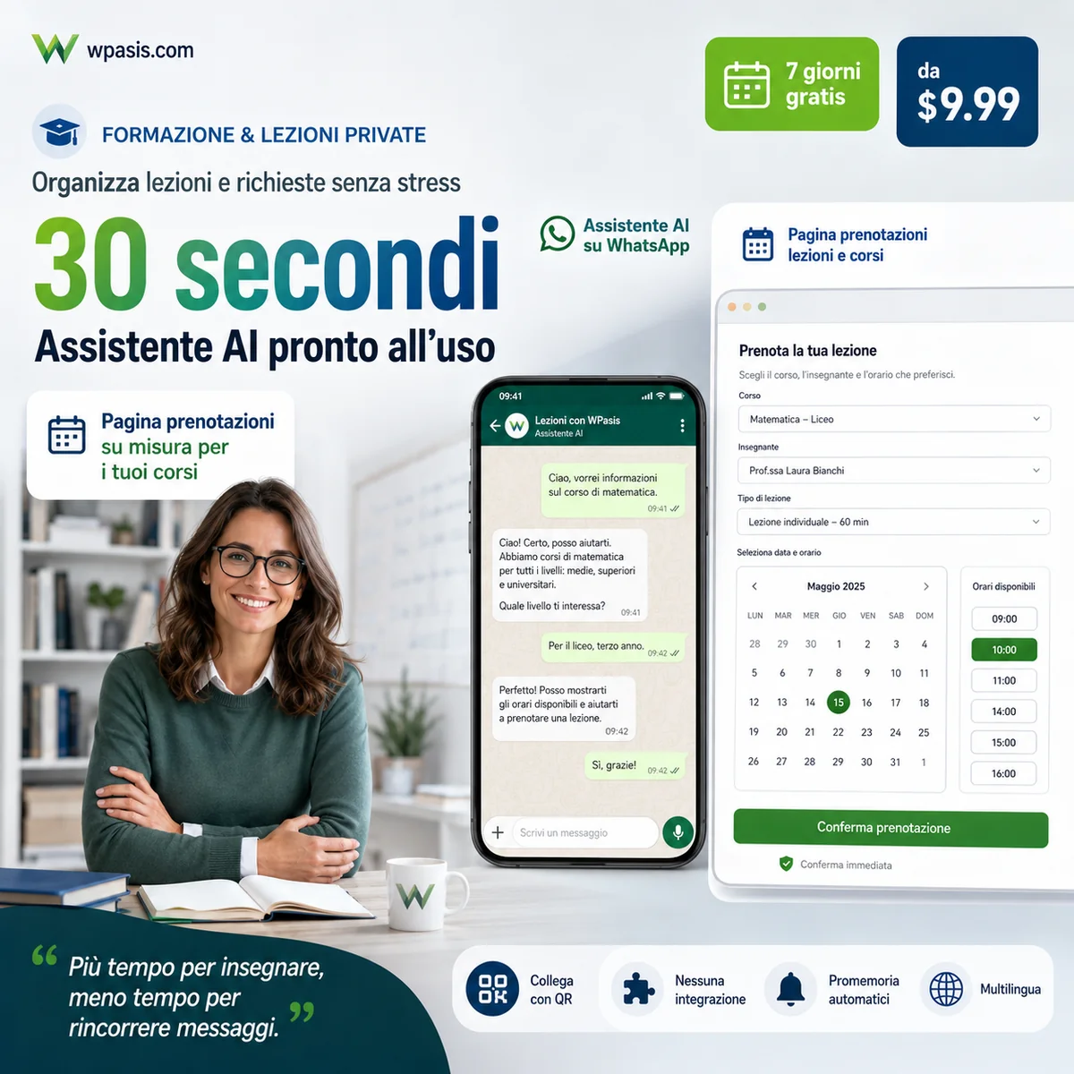 WpAsis s08-education-tutoring sistema appuntamenti WhatsApp AI