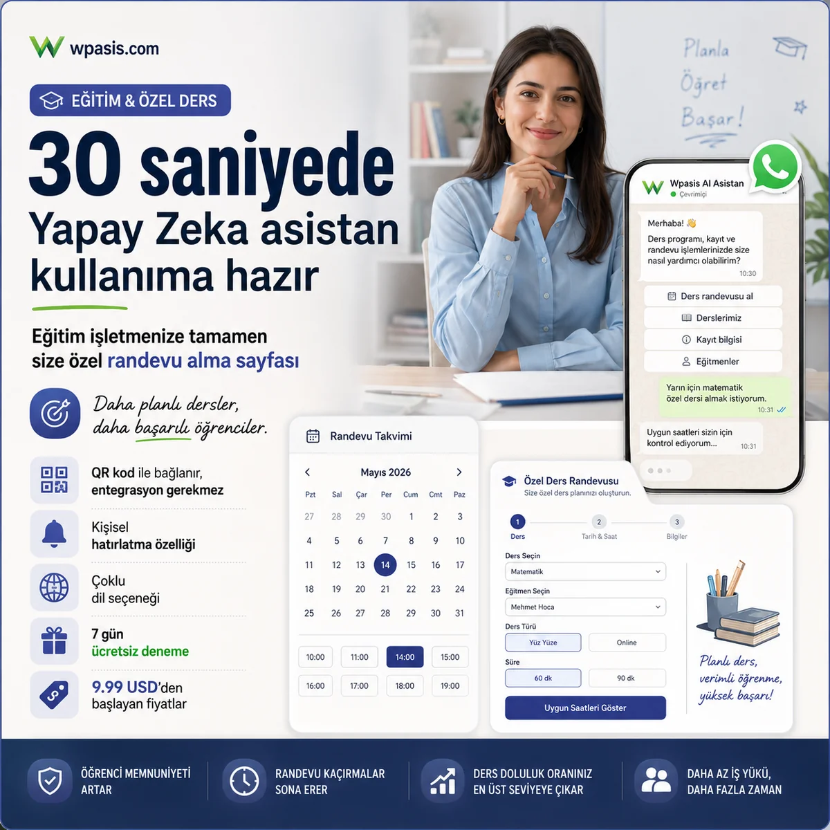 WpAsis s08-education-tutoring WhatsApp AI randevu sistemi