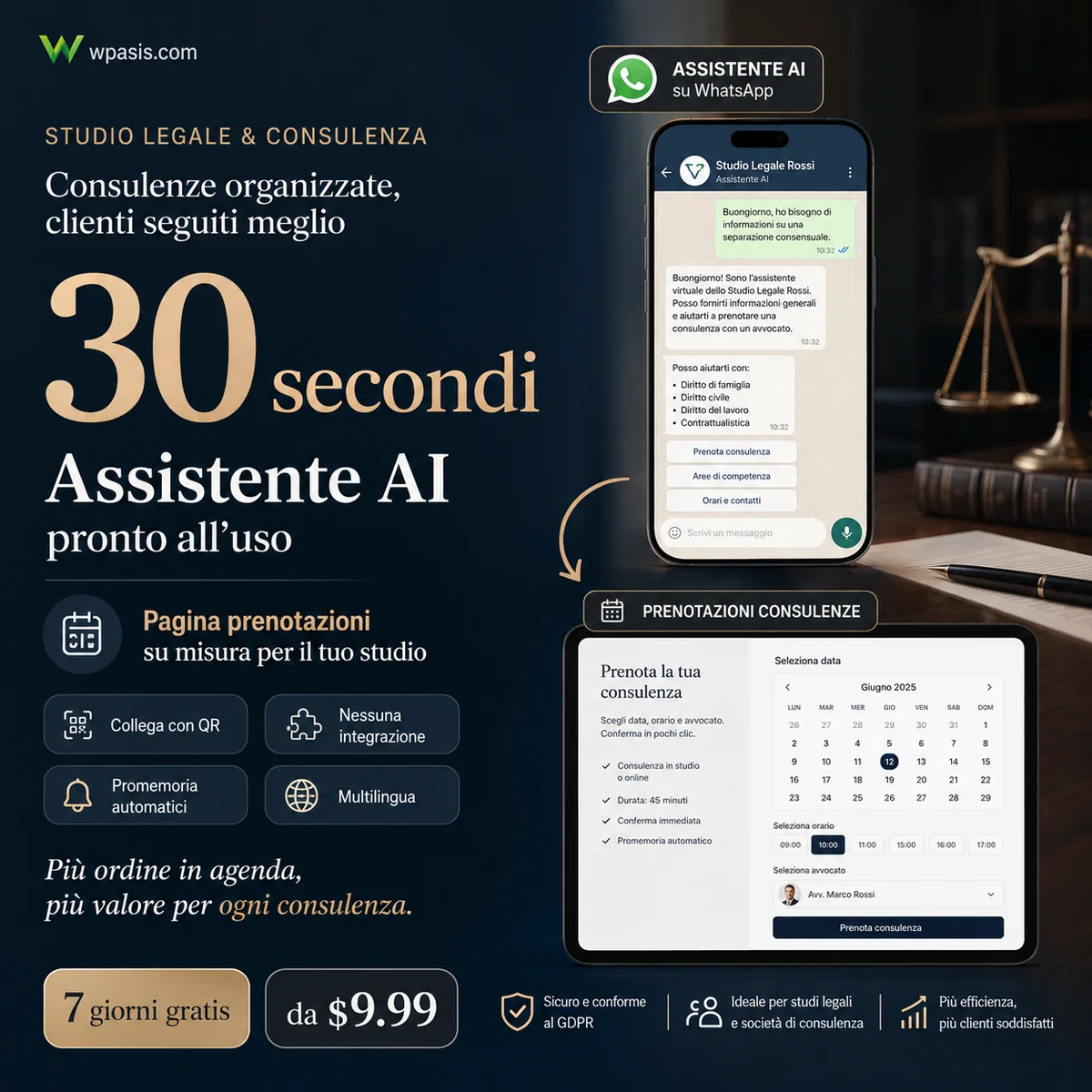 WpAsis s09-law-consulting sistema appuntamenti WhatsApp AI