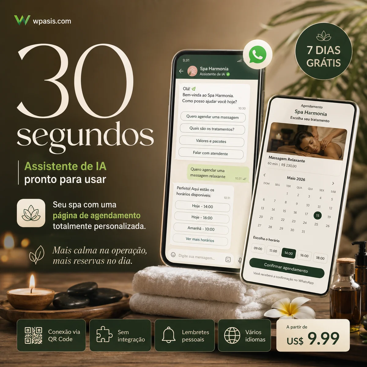 WpAsis s10-spa-massage sistema de agendamento WhatsApp AI