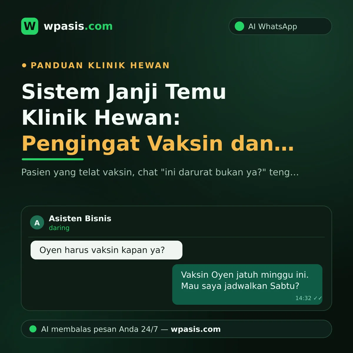Sistem Janji Temu Klinik Hewan: Pengingat Vaksin dan Triase lewat WhatsApp