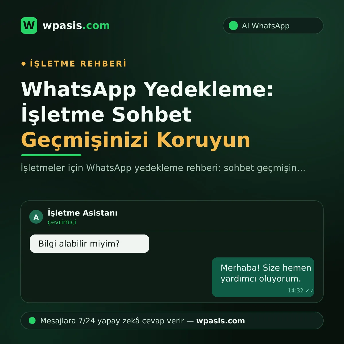 WhatsApp Yedekleme: İşletme Sohbet Geçmişinizi Koruyun