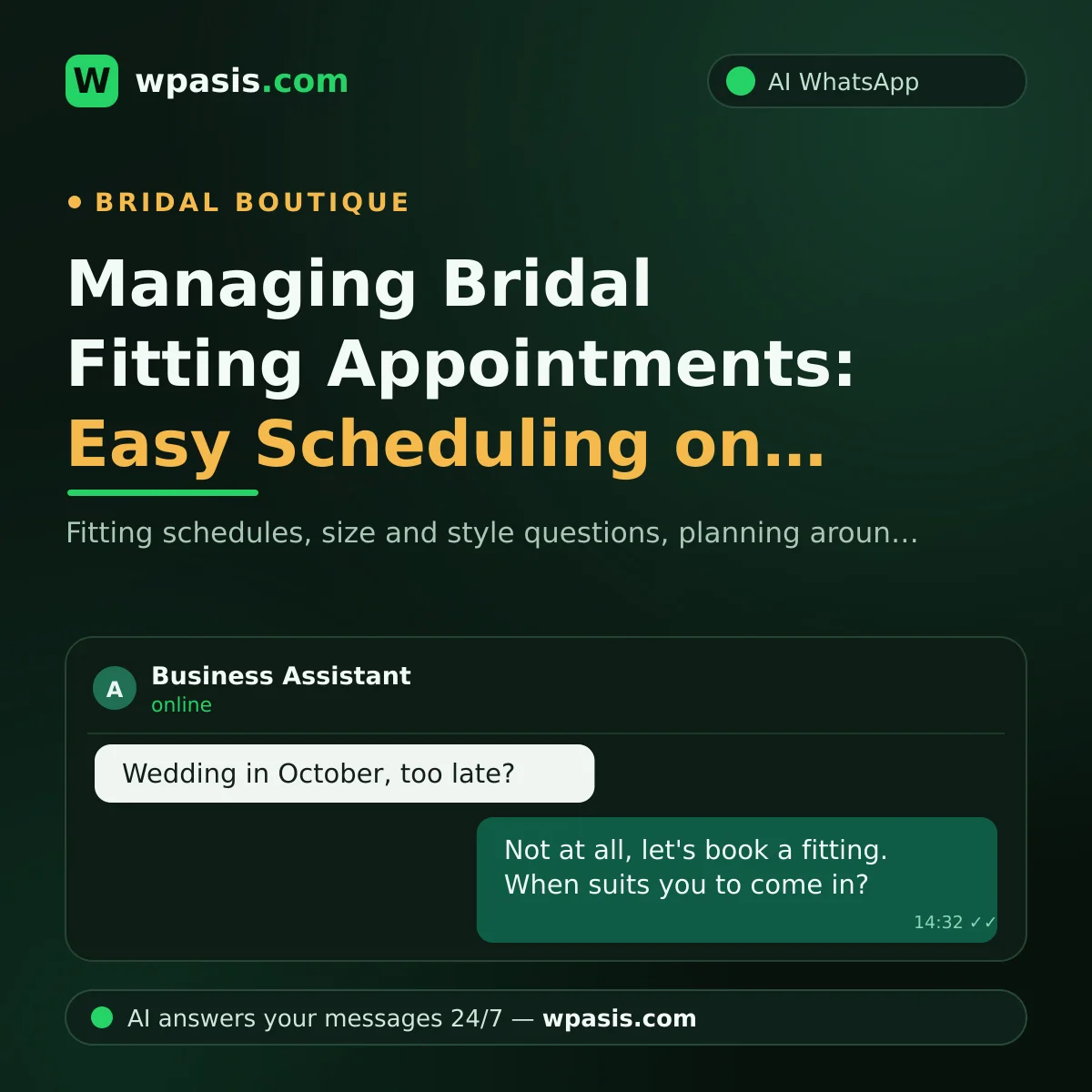 Managing Bridal Fitting Appointments: Easy Scheduling on WhatsApp