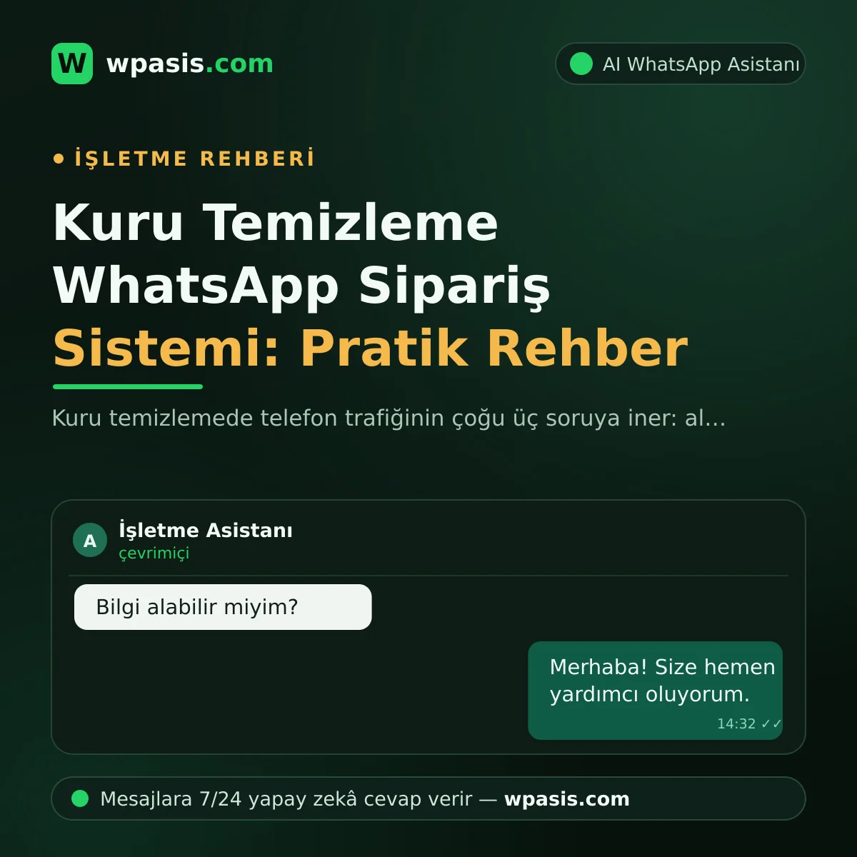 Kuru Temizleme WhatsApp Sipariş Sistemi: Pratik Rehber
