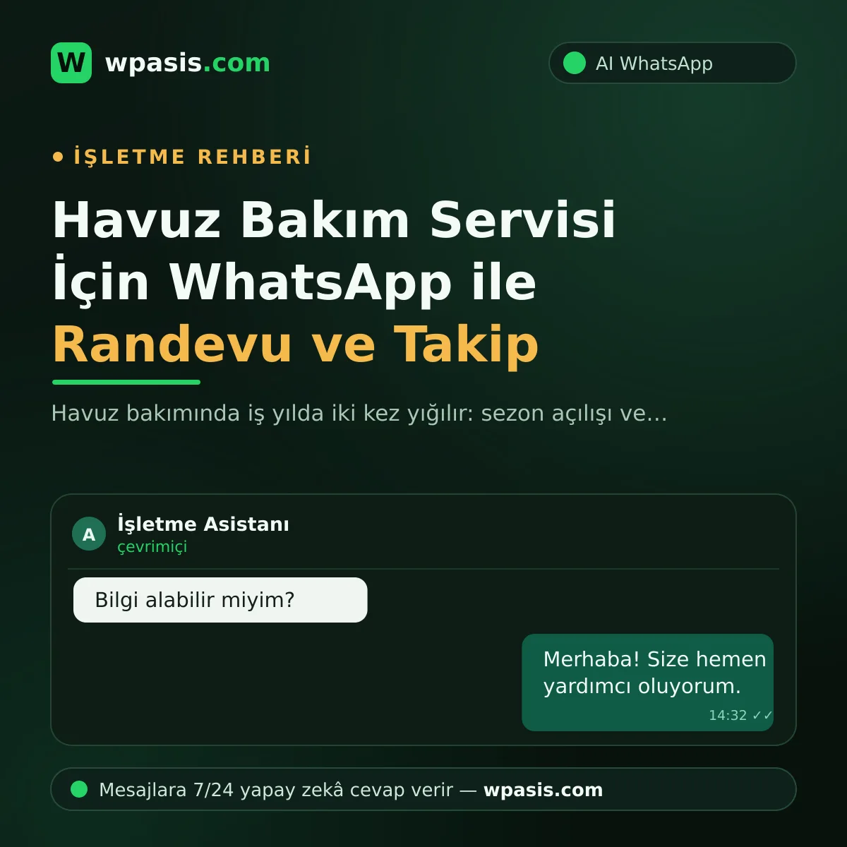 Havuz Bakım Servisi İçin WhatsApp ile Randevu ve Takip