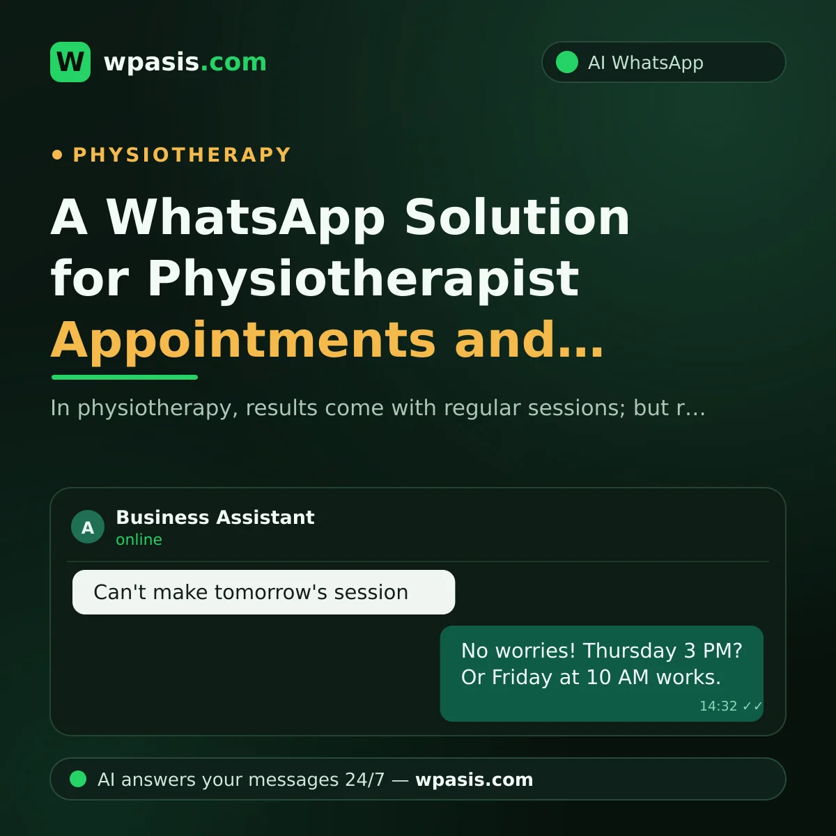 A WhatsApp Solution for Physiotherapist Appointments and Session Tracking
