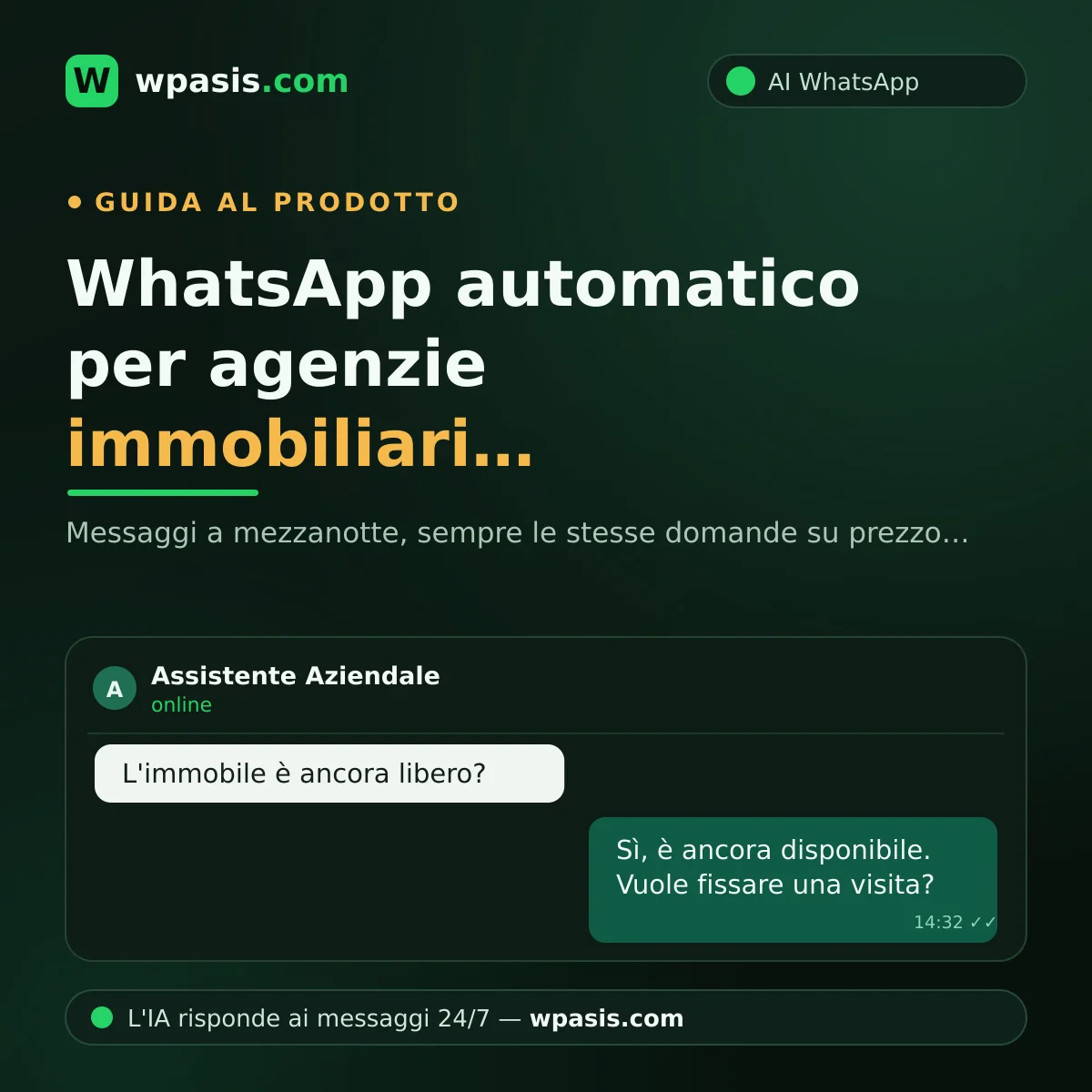 WhatsApp automatico per agenzie immobiliari: rispondere anche di notte