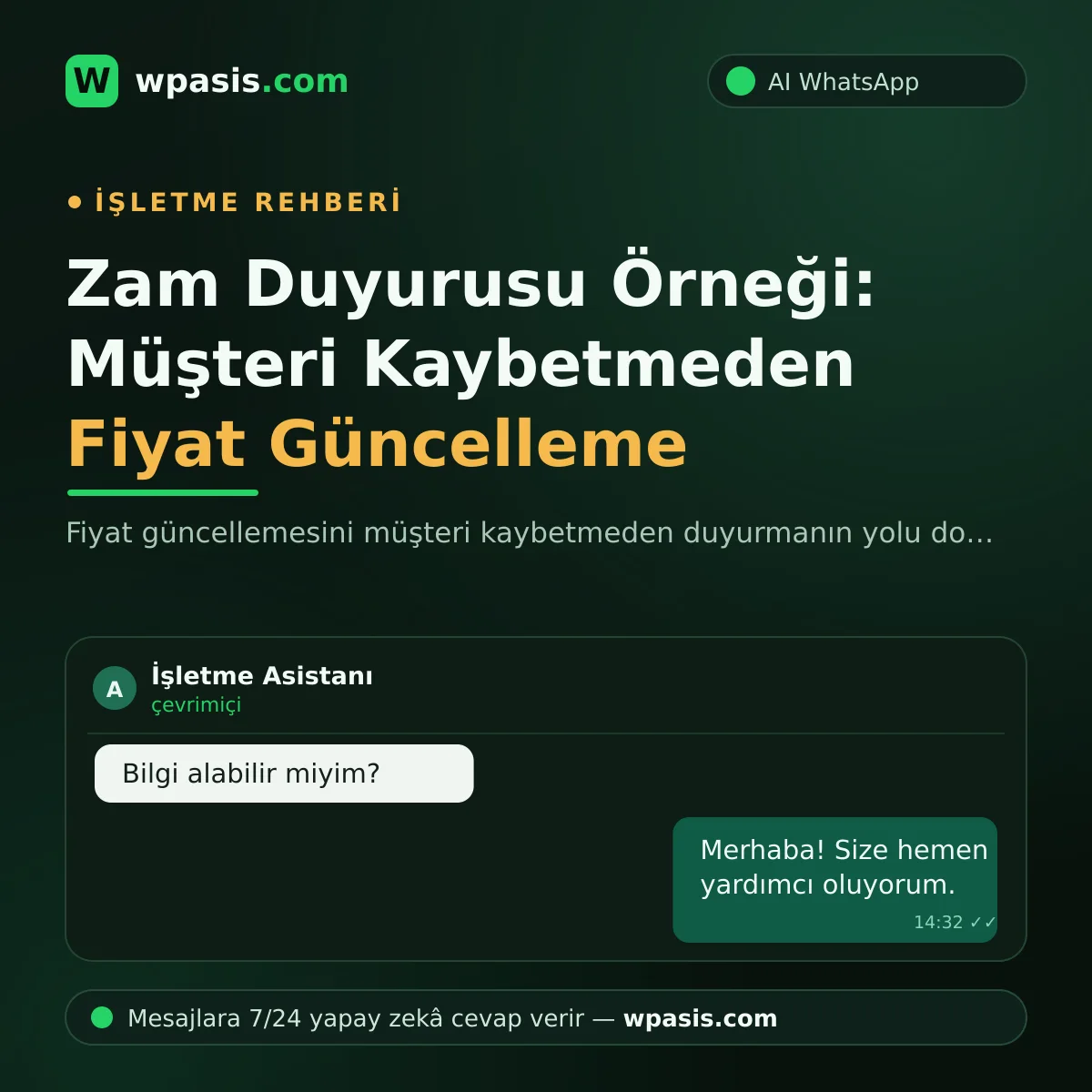 Zam Duyurusu Örneği: Müşteri Kaybetmeden Fiyat Güncelleme
