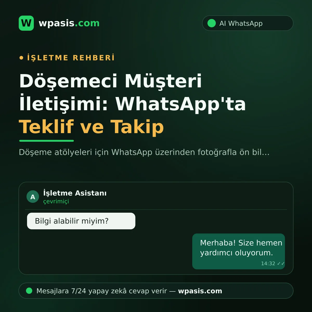 Döşemeci Müşteri İletişimi: WhatsApp'ta Teklif ve Takip
