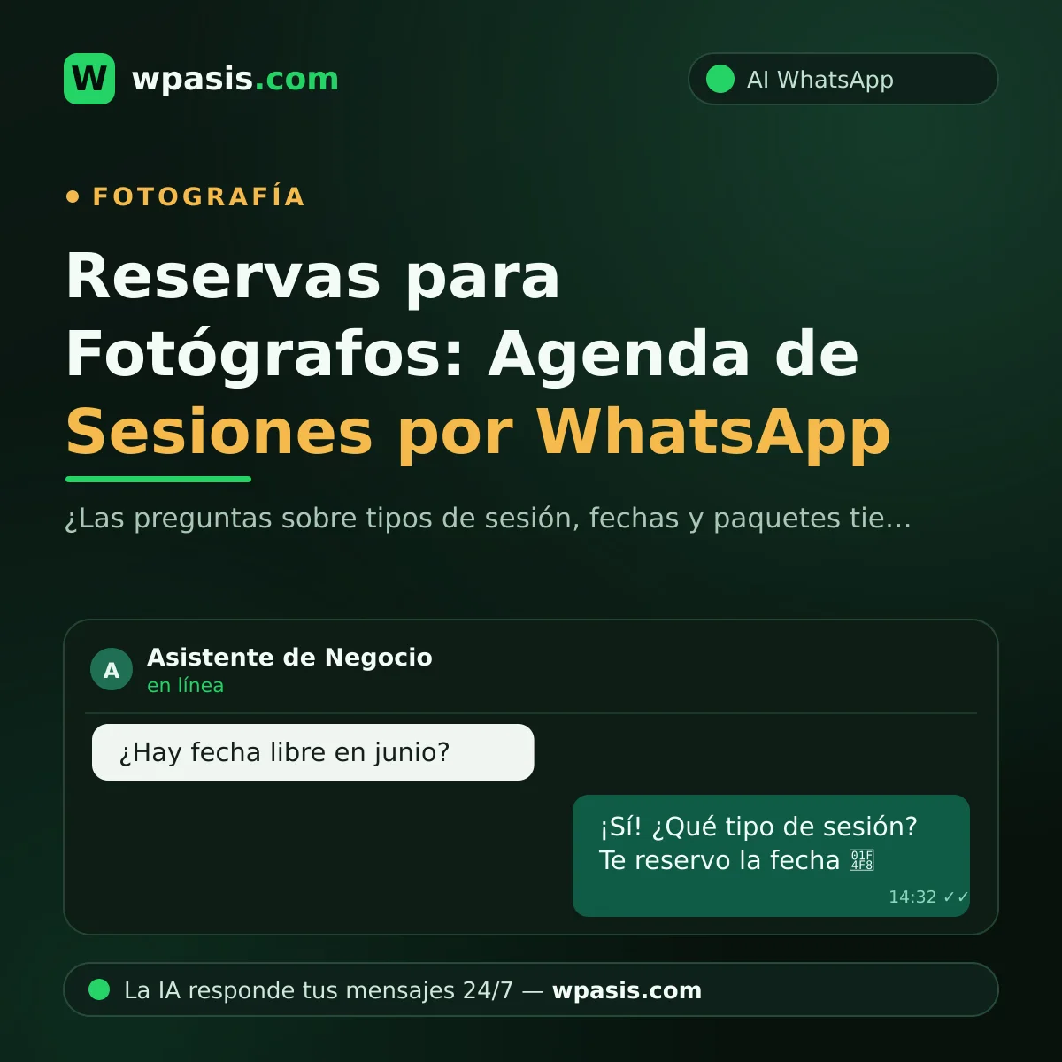 Reservas para Fotógrafos: Agenda de Sesiones por WhatsApp
