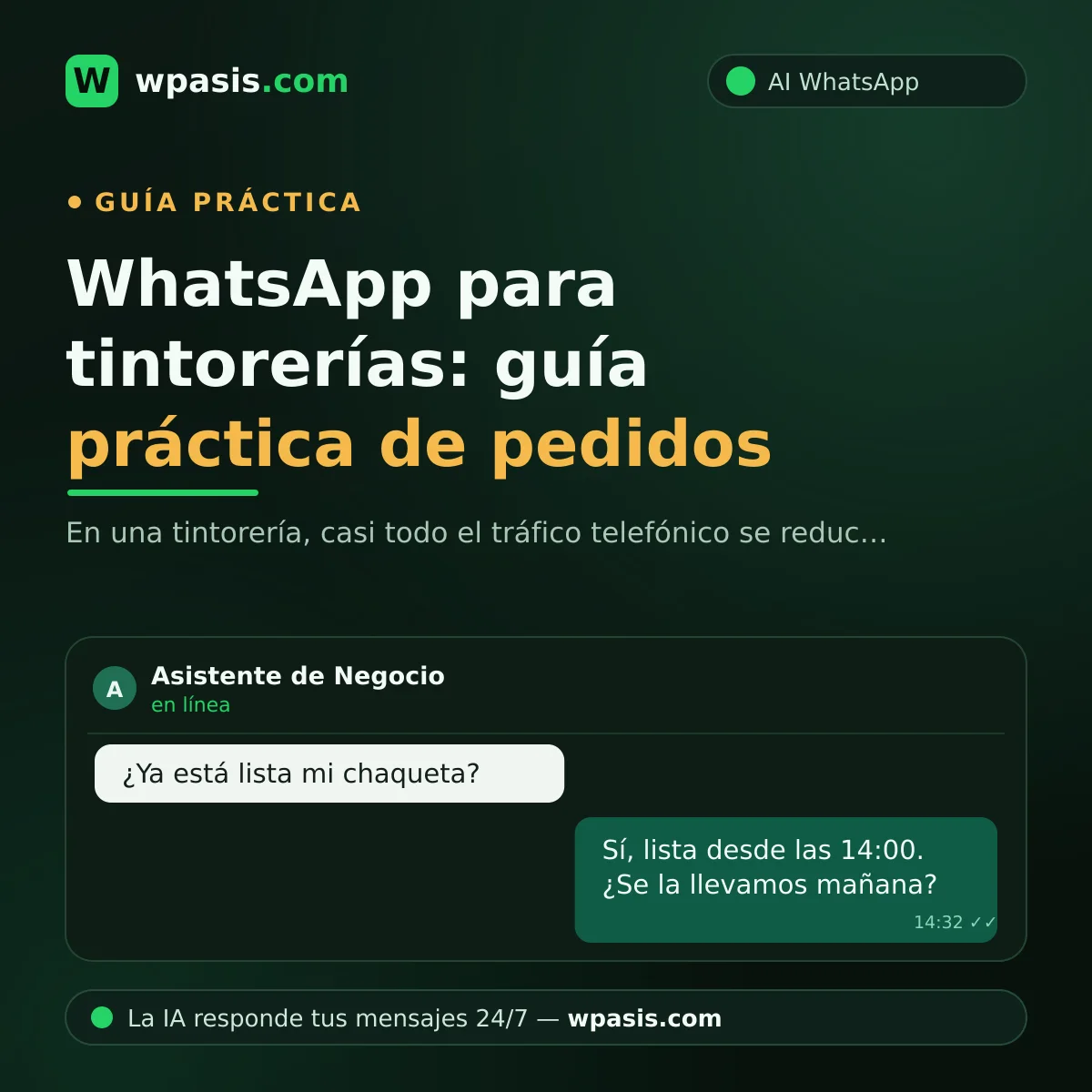 WhatsApp para tintorerías: guía práctica de pedidos