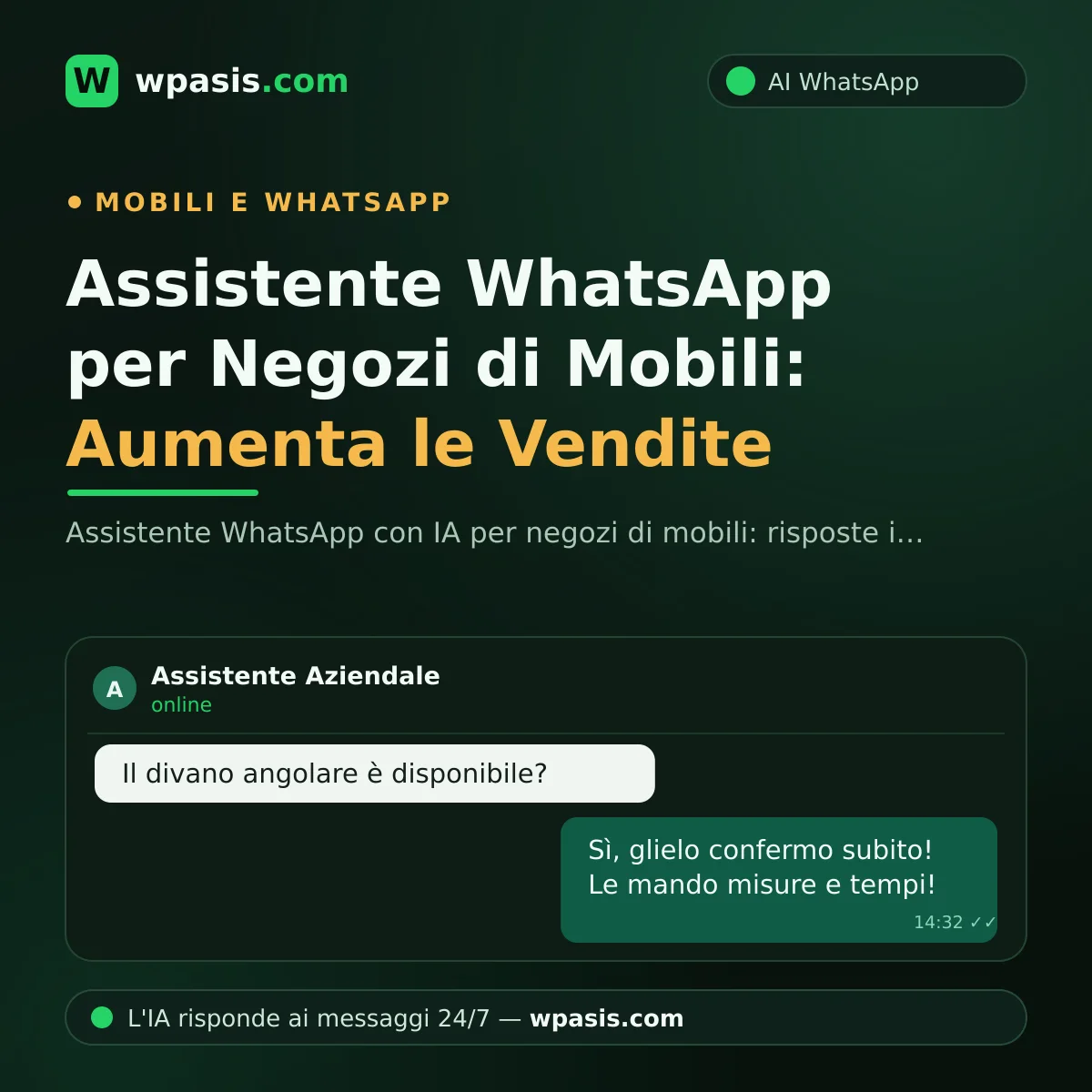 Assistente WhatsApp per Negozi di Mobili: Aumenta le Vendite