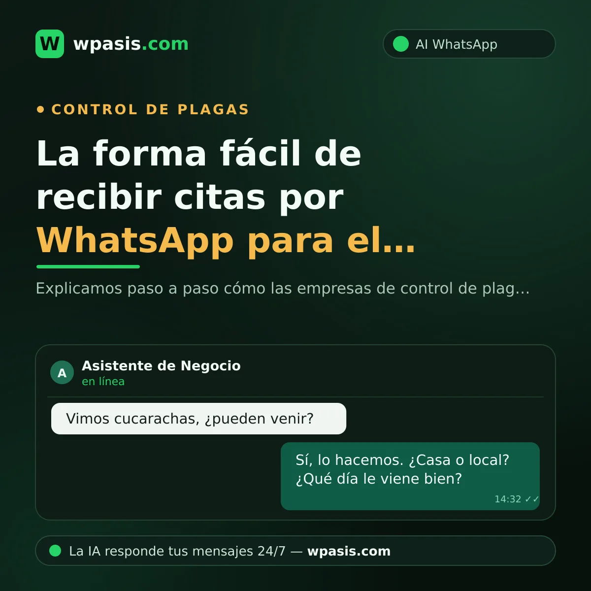 La forma fácil de recibir citas por WhatsApp para el control de plagas