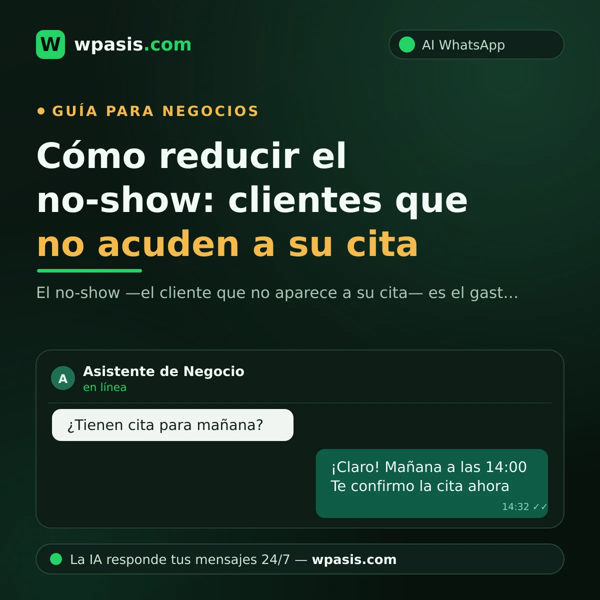 Cómo reducir el no-show: clientes que no acuden a su cita