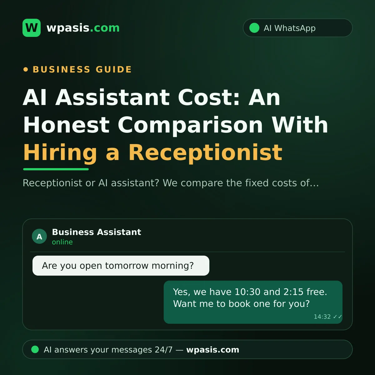 AI Assistant Cost: An Honest Comparison With Hiring a Receptionist