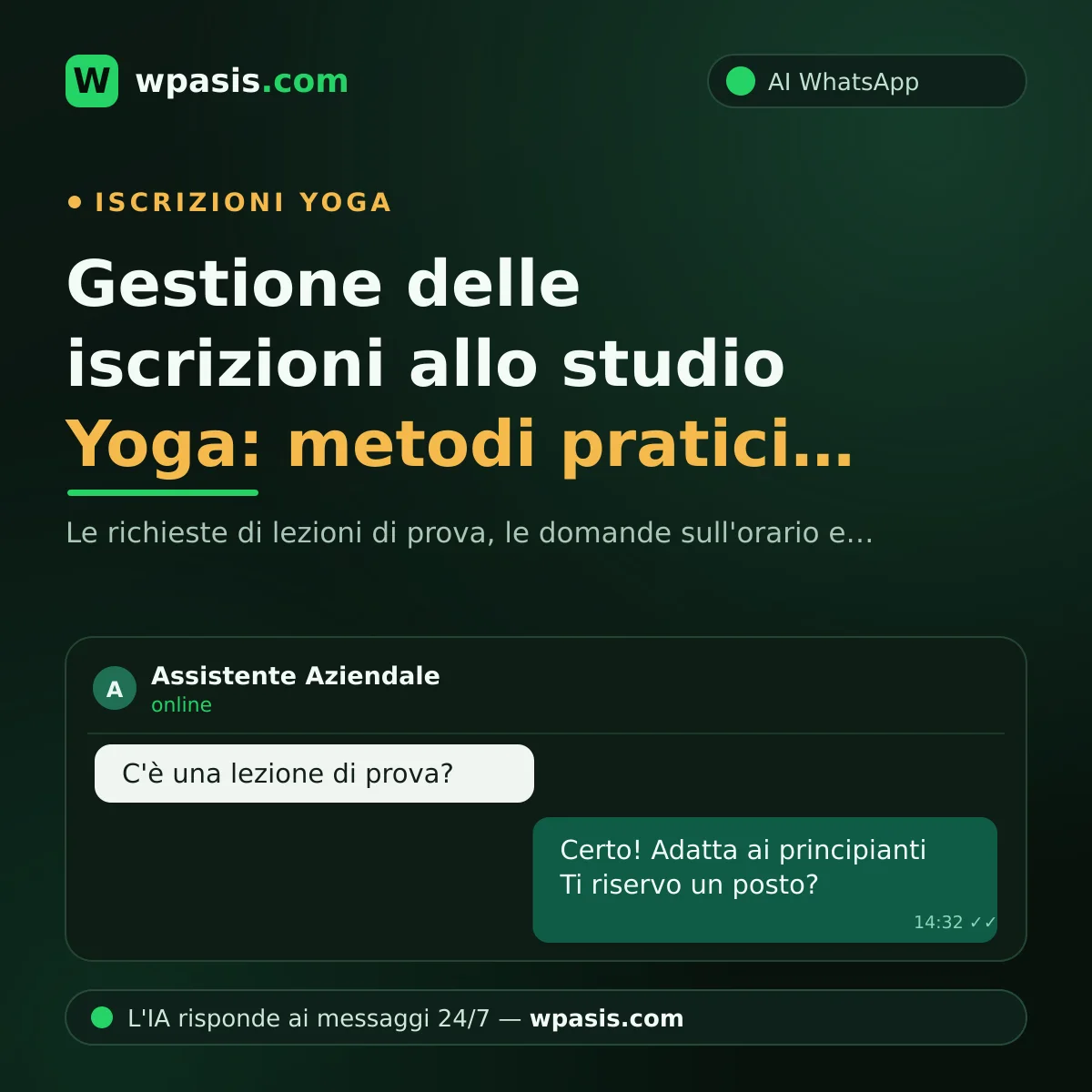 Gestione delle iscrizioni allo studio Yoga: metodi pratici con WhatsApp