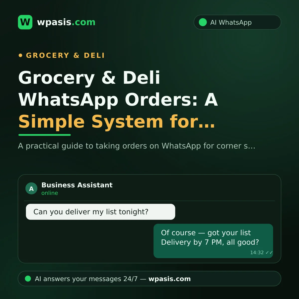Grocery & Deli WhatsApp Orders: A Simple System for Corner Shops