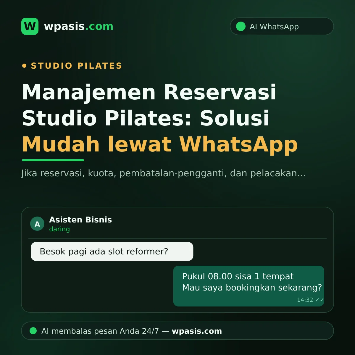Manajemen Reservasi Studio Pilates: Solusi Mudah lewat WhatsApp