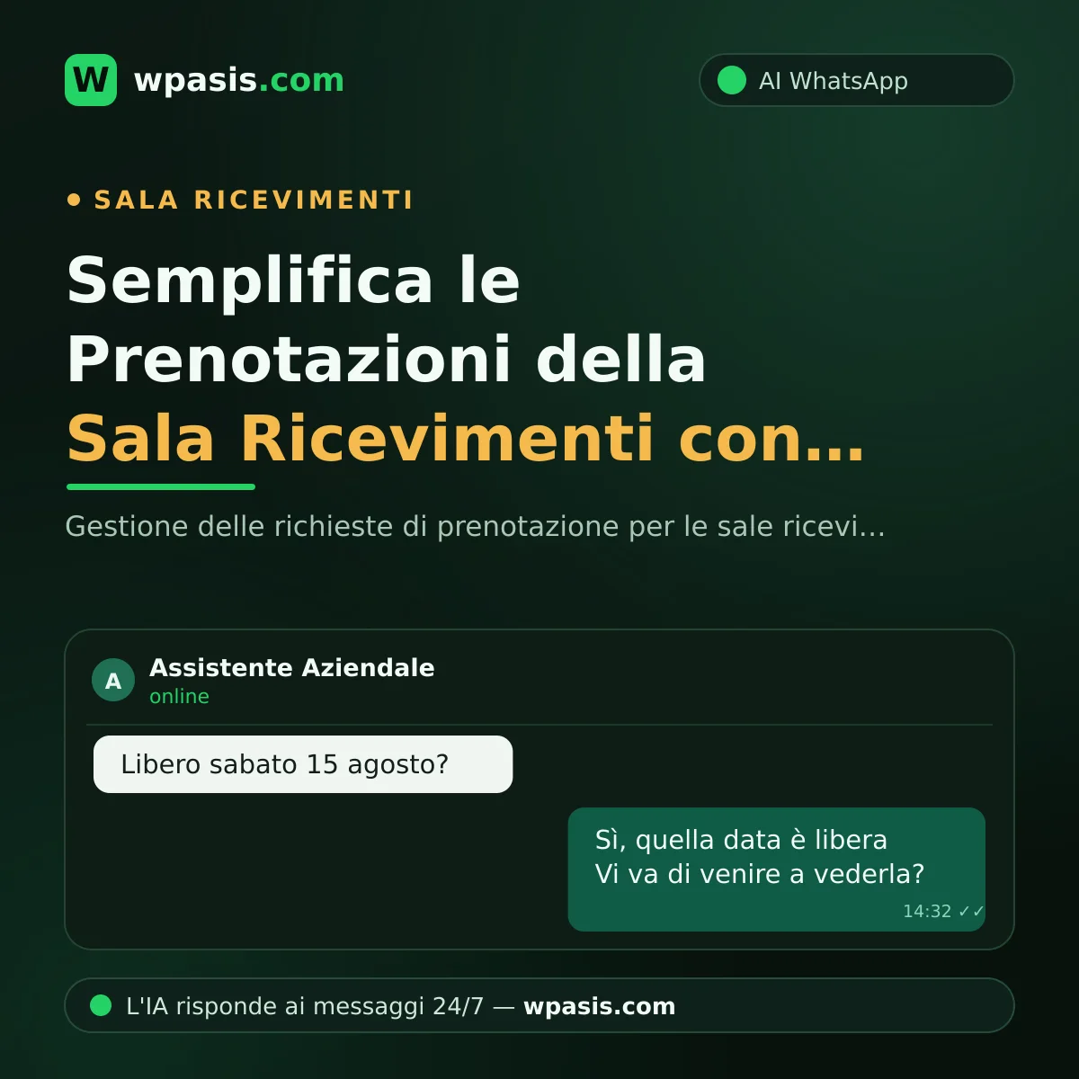 Semplifica le Prenotazioni della Sala Ricevimenti con WhatsApp