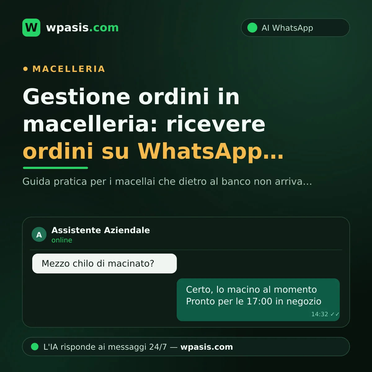 Gestione ordini in macelleria: ricevere ordini su WhatsApp senza stress