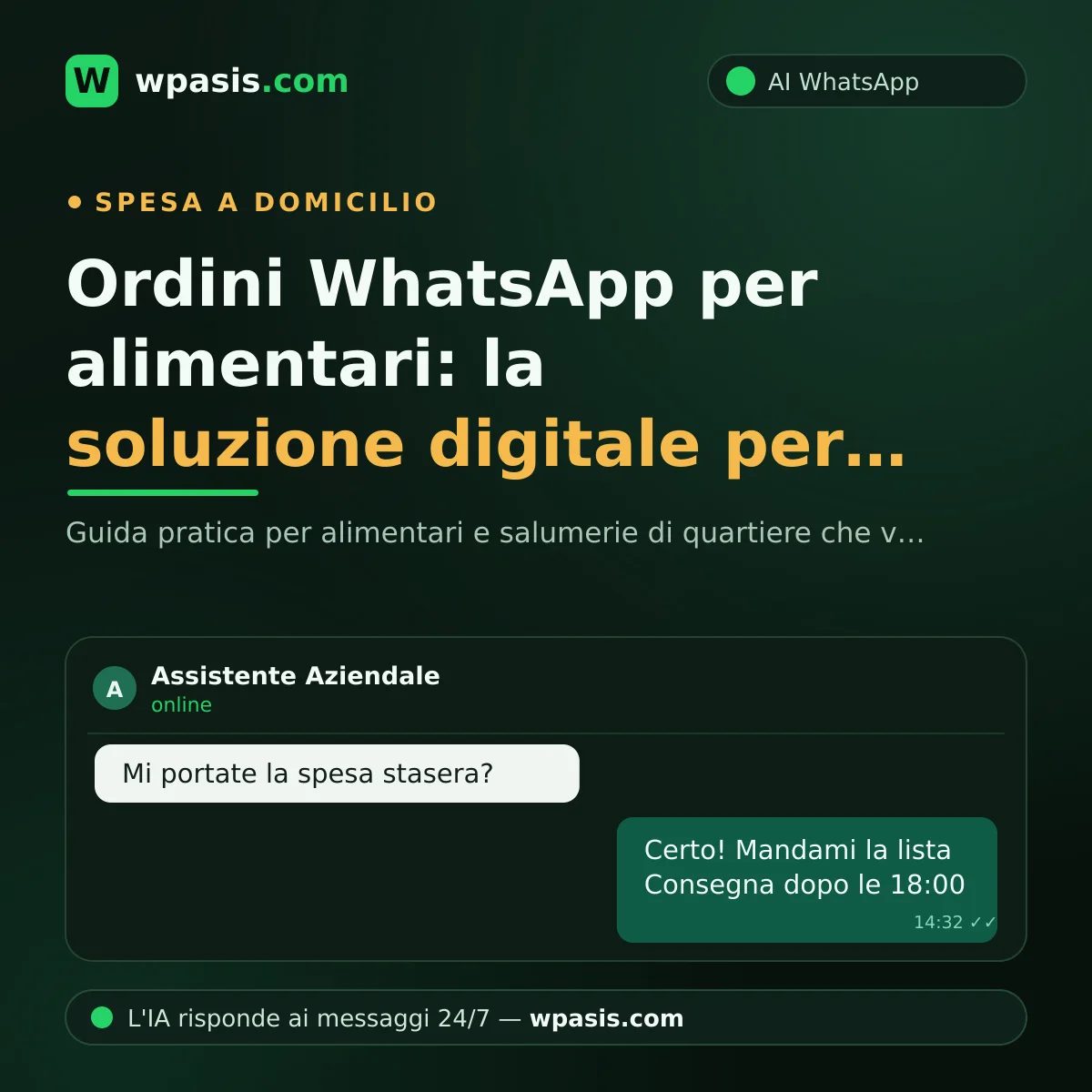 Ordini WhatsApp per alimentari: la soluzione digitale per il negozio di quartiere