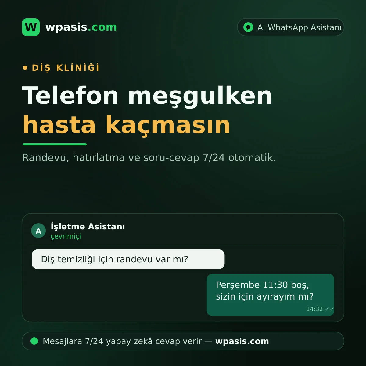 Diş Kliniği Randevu Sistemi: WhatsApp ile Hasta Kaçırmayın