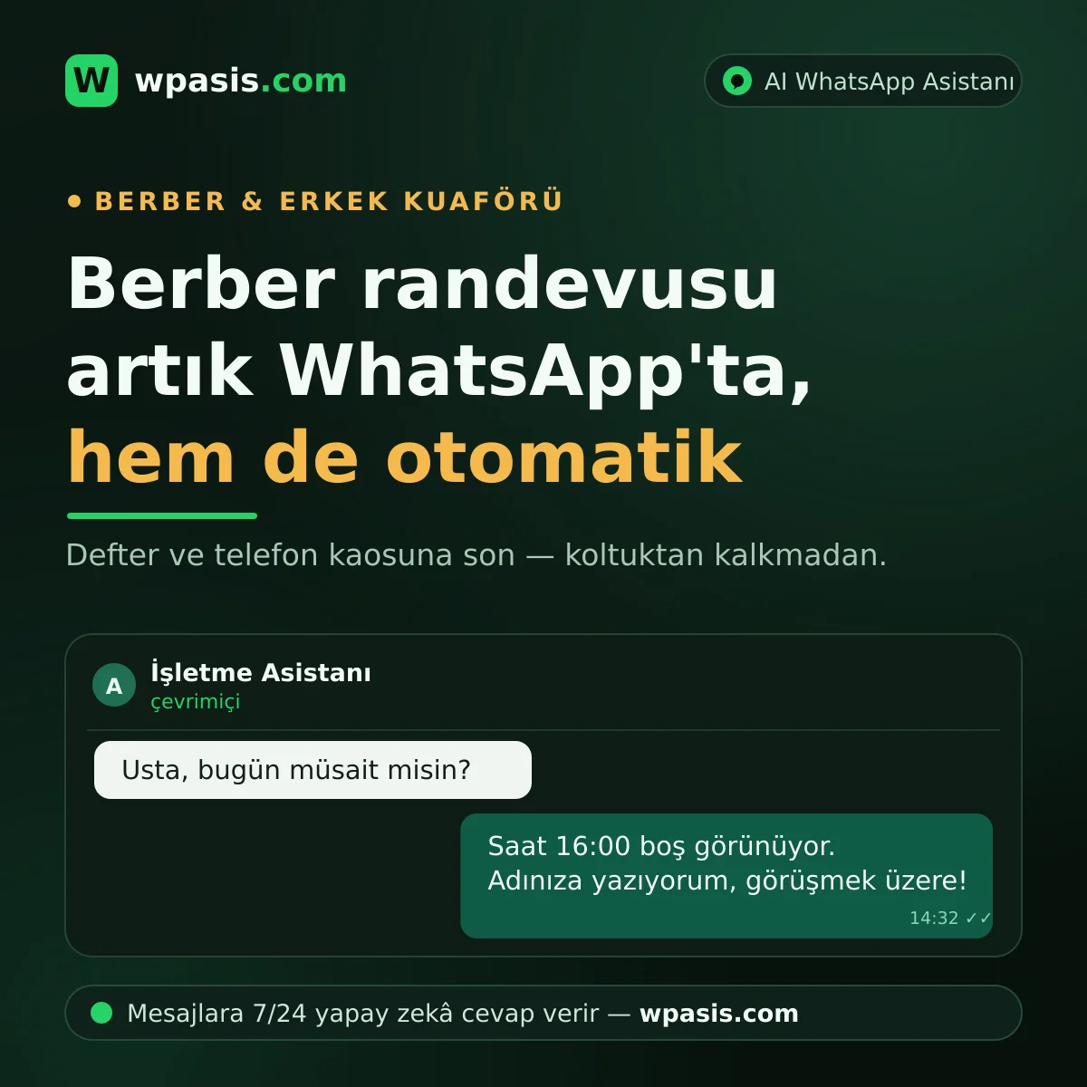 Berber Randevu Sistemi: WhatsApp ile Defter Kaosuna Son Verin
