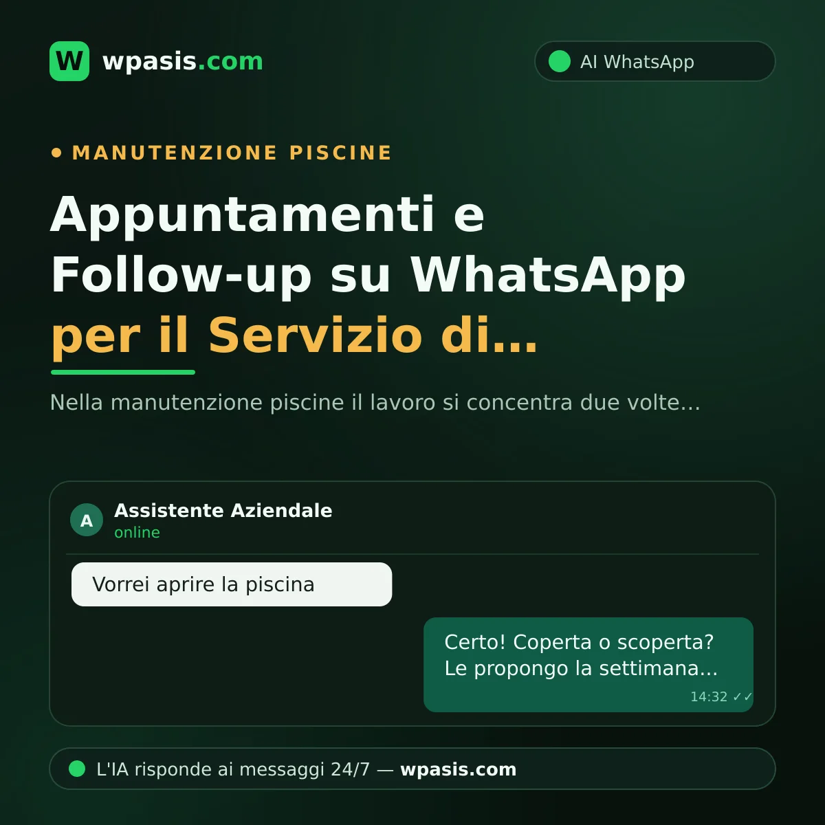 Appuntamenti e Follow-up su WhatsApp per il Servizio di Manutenzione Piscine