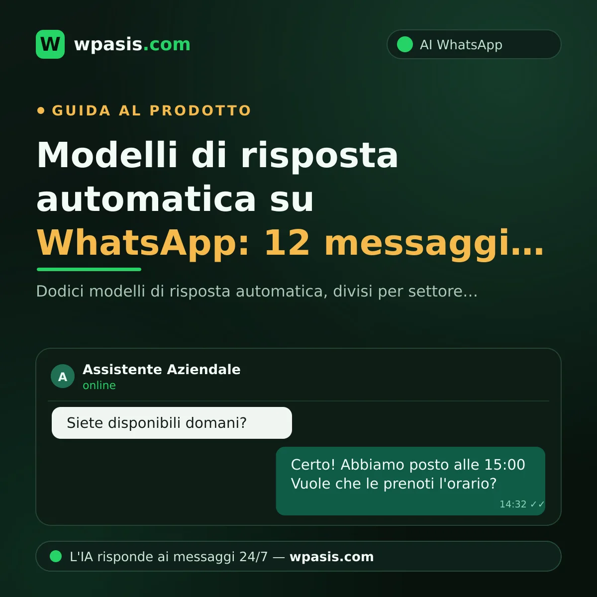 Modelli di risposta automatica su WhatsApp: 12 messaggi pronti
