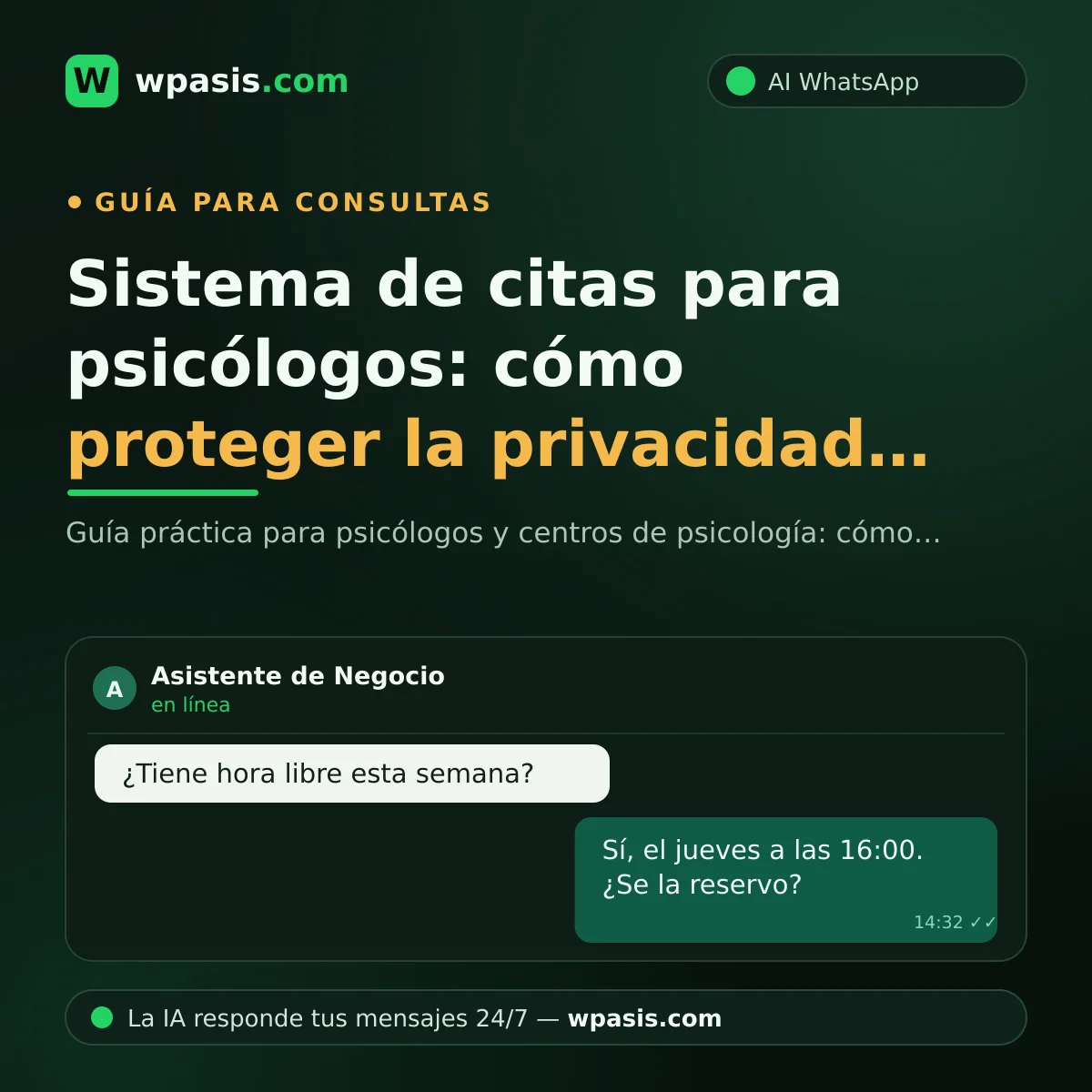 Sistema de citas para psicólogos: cómo proteger la privacidad en WhatsApp