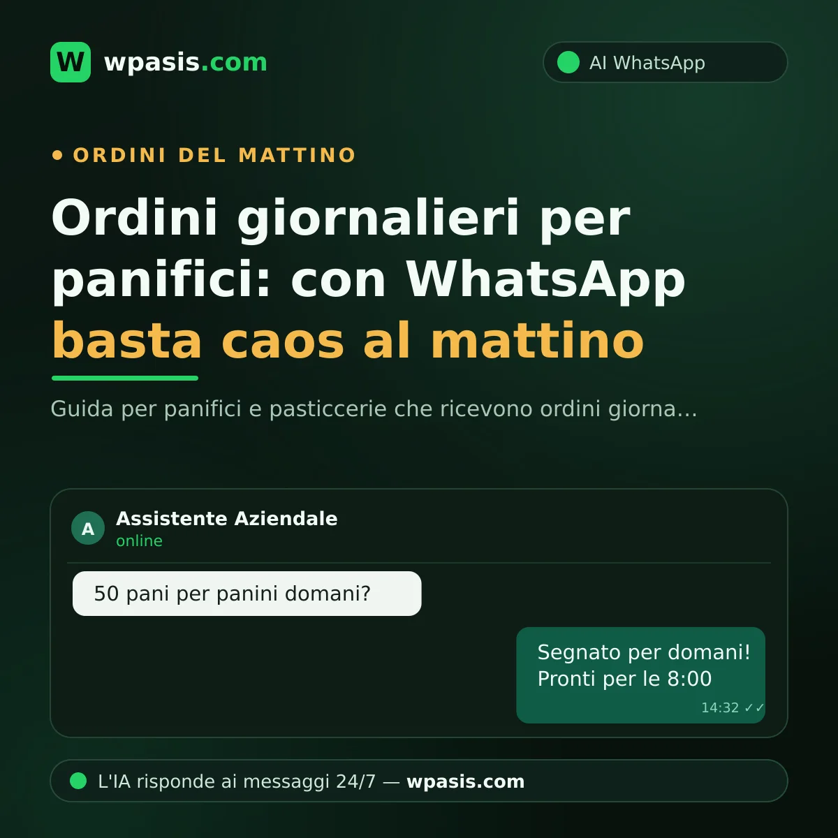 Ordini giornalieri per panifici: con WhatsApp basta caos al mattino