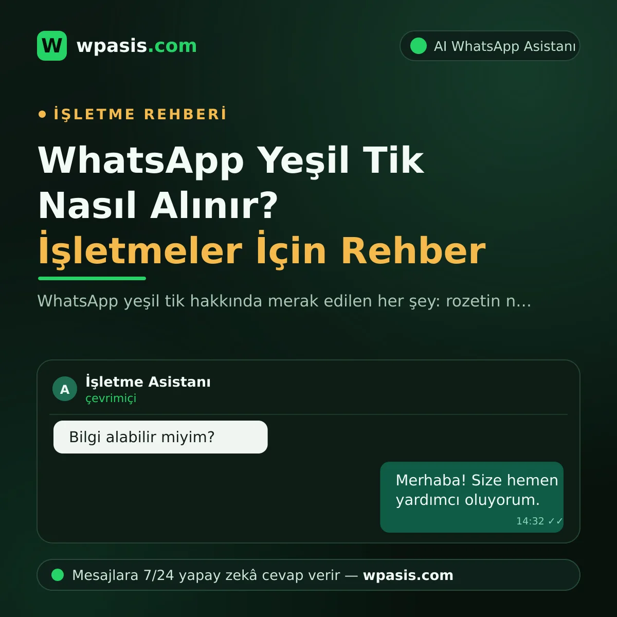 WhatsApp Yeşil Tik Nasıl Alınır? İşletmeler İçin Rehber