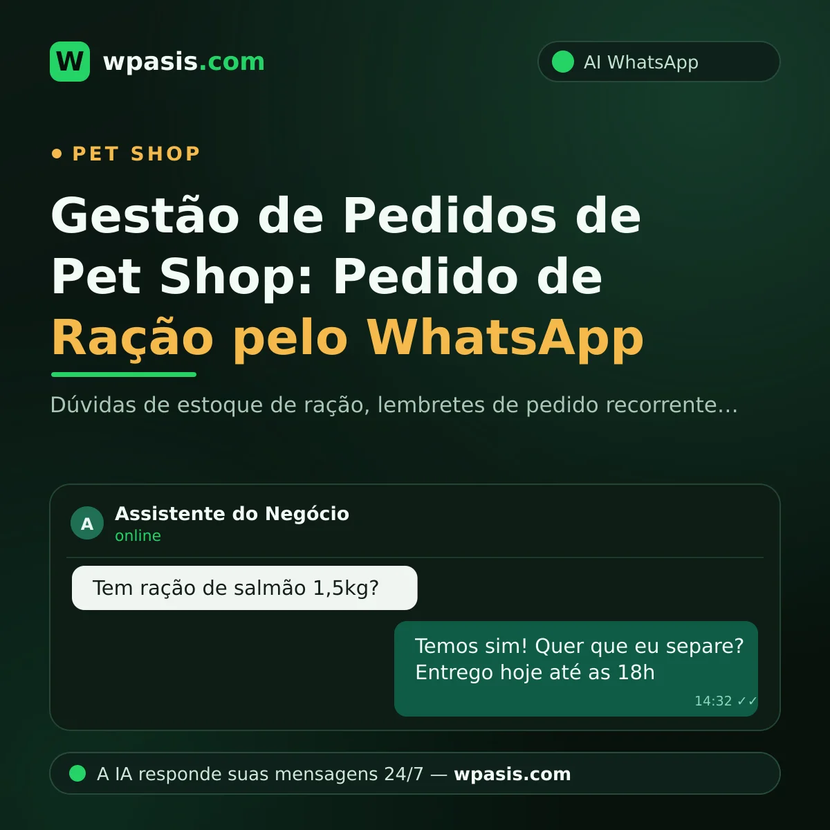 Gestão de Pedidos de Pet Shop: Pedido de Ração pelo WhatsApp