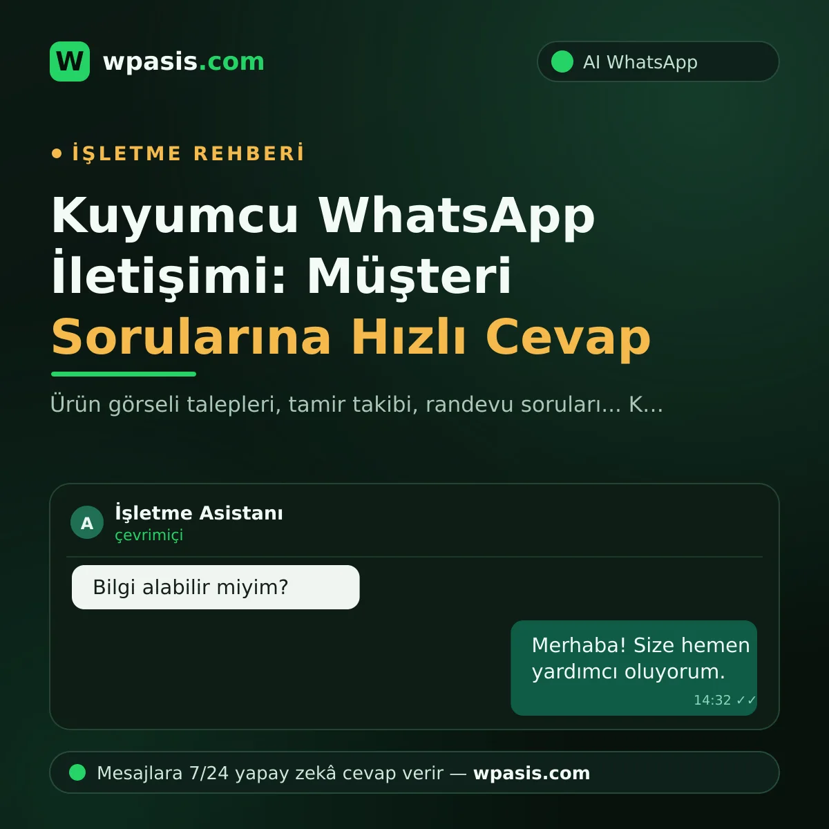Kuyumcu WhatsApp İletişimi: Müşteri Sorularına Hızlı Cevap