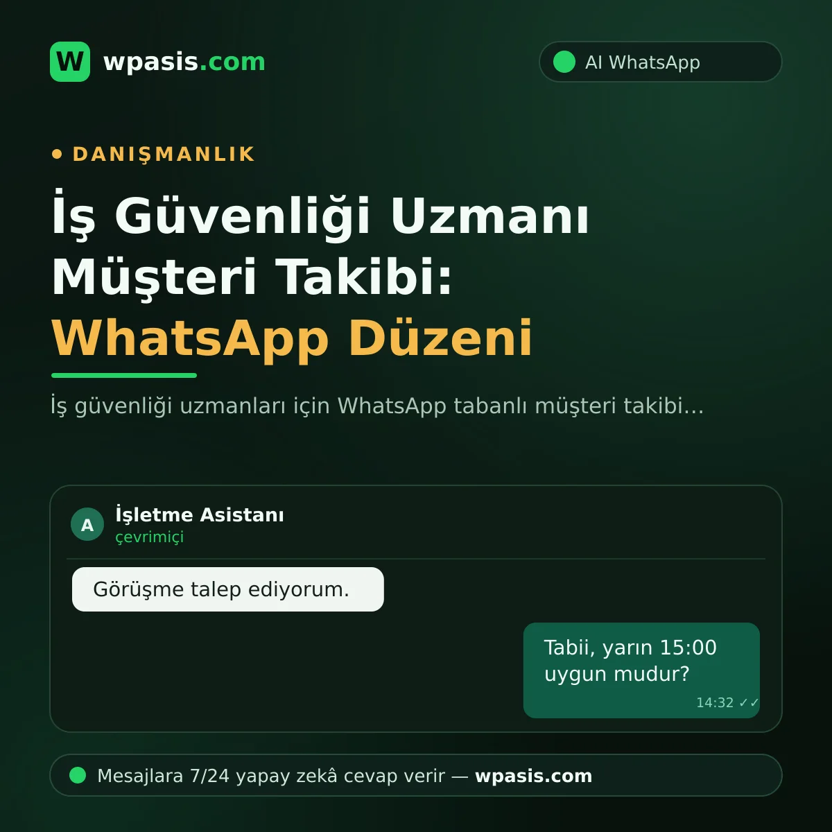 İş Güvenliği Uzmanı Müşteri Takibi: WhatsApp Düzeni